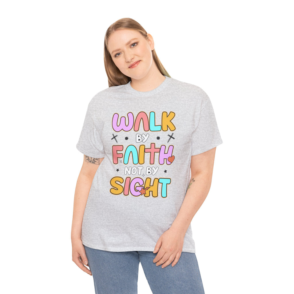 Walk by Faith Not by Sight T-Shirt — Pastel Christian Faith Unisex Cotton Tee