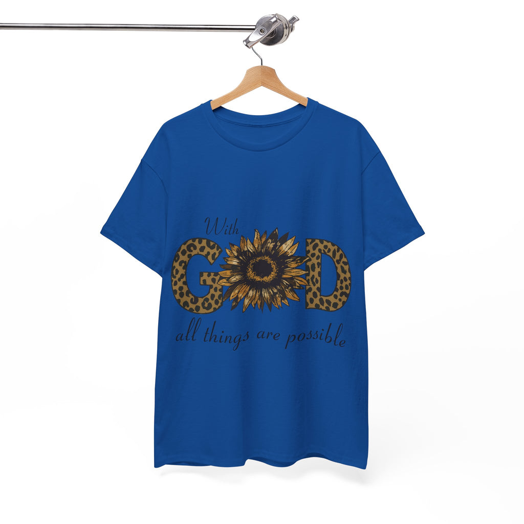 GOD Leopard Print Sunflower Unisex Cotton Tee