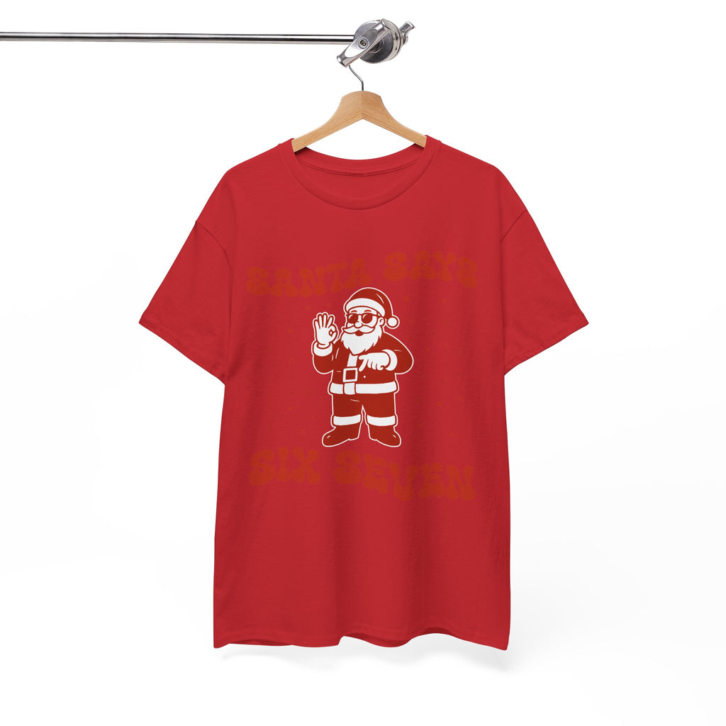 Retro 'Santa Says Six Seven' Christmas Unisex Cotton Tee