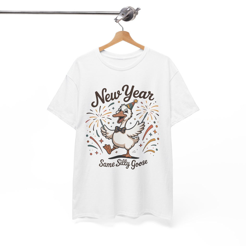 New Year Same Silly Goose T-Shirt — Party Goose Graphic Unisex Cotton Tee