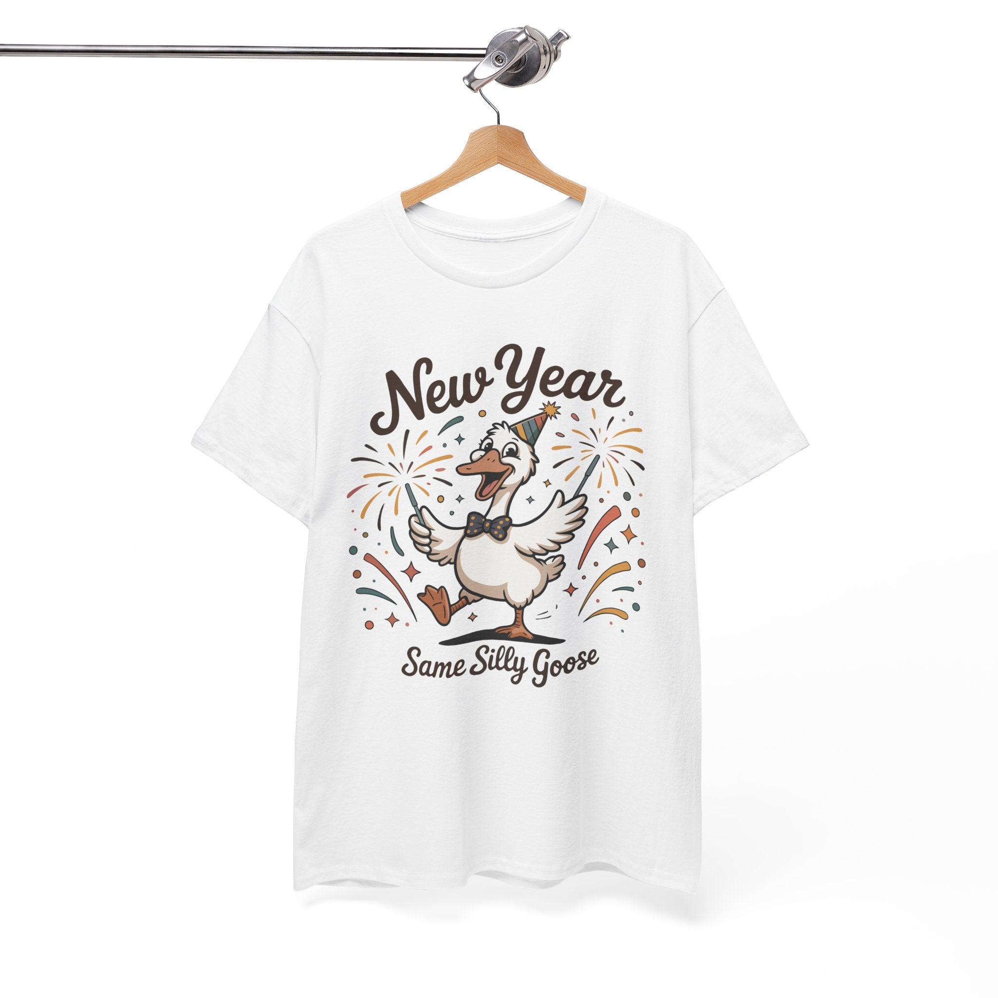 New Year Same Silly Goose T-Shirt — Party Goose Graphic Unisex Cotton Tee