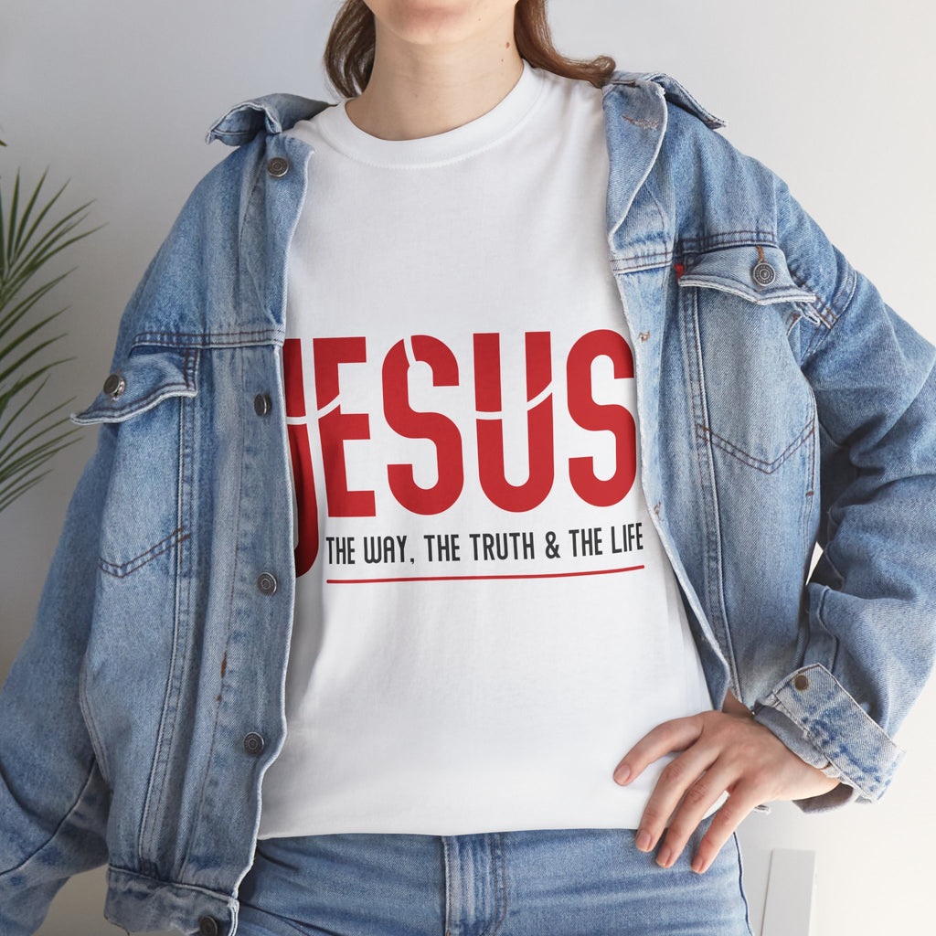 Jesus The Way The Truth & The Life T-Shirt — Bold Red Christian Unisex Cotton Tee