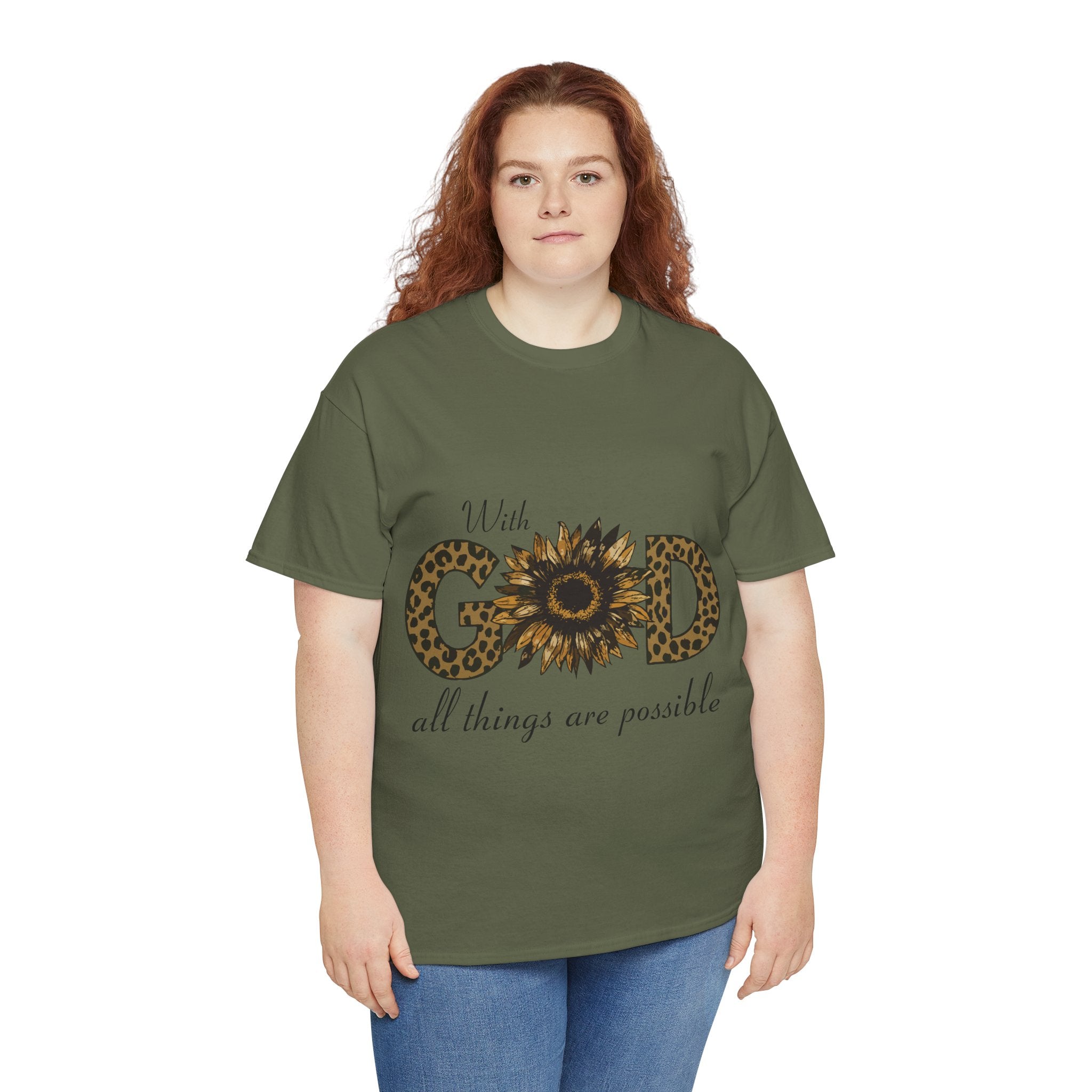 GOD Leopard Print Sunflower Unisex Cotton Tee