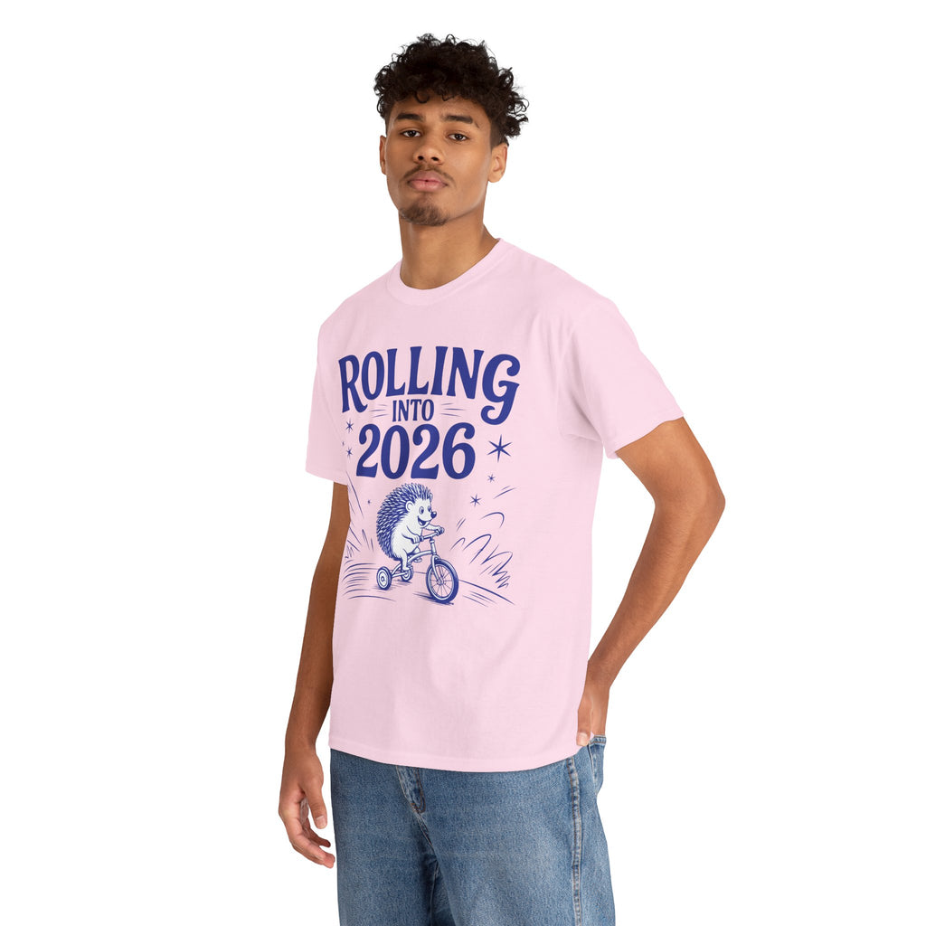 Rolling Into 2026 Hedgehog Tricycle Unisex Cotton Tee