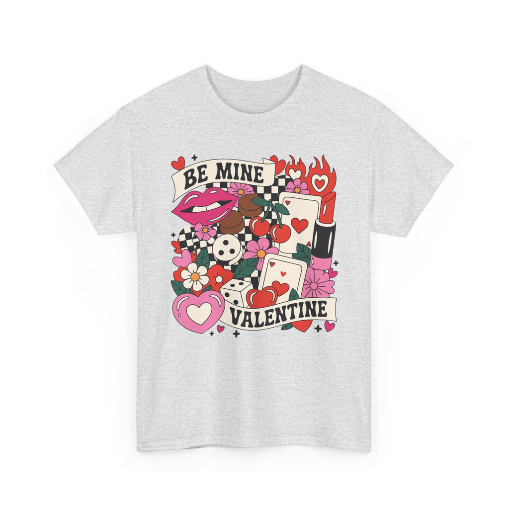 Be Mine Valentine Pop-Art Tee — Lips, Cherries & Retro Valentine Collage...Unisex Cotton Tee