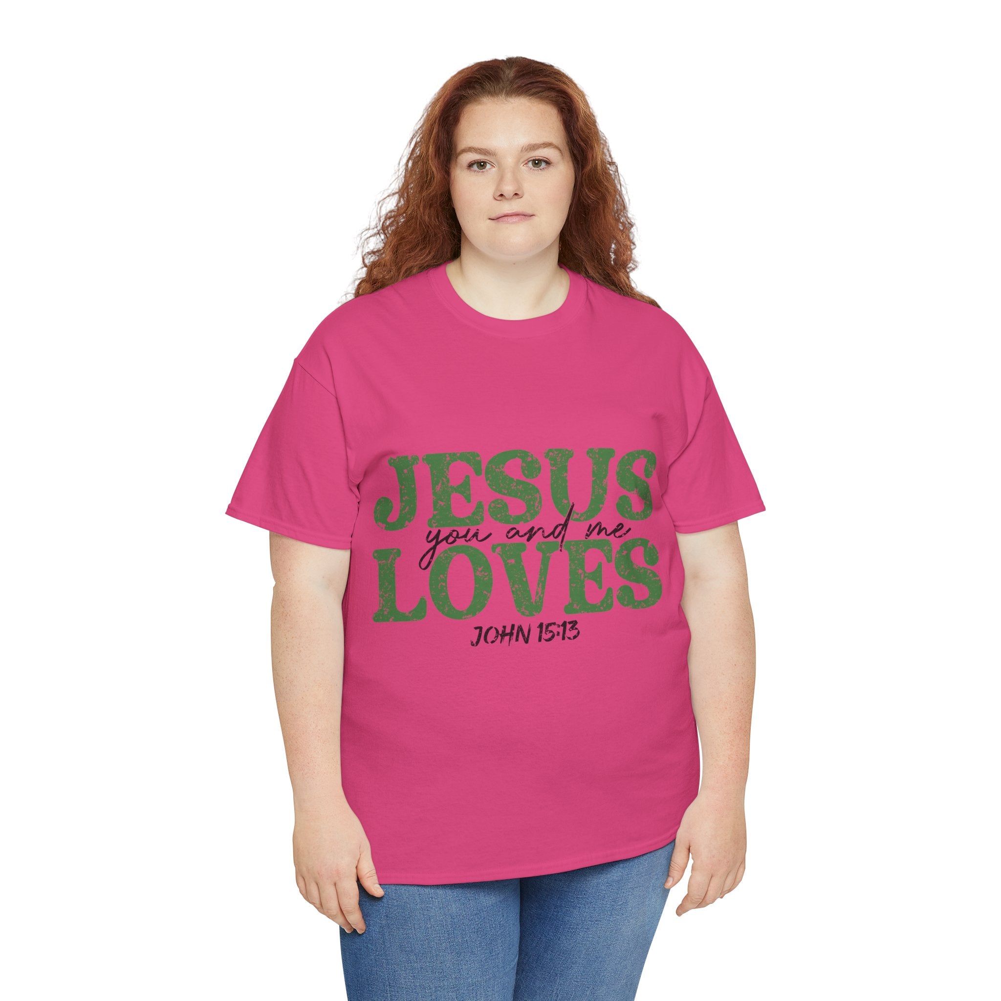 Jesus Loves Vintage Tee — Green Retro Christian Unisex Cotton T-Shirt