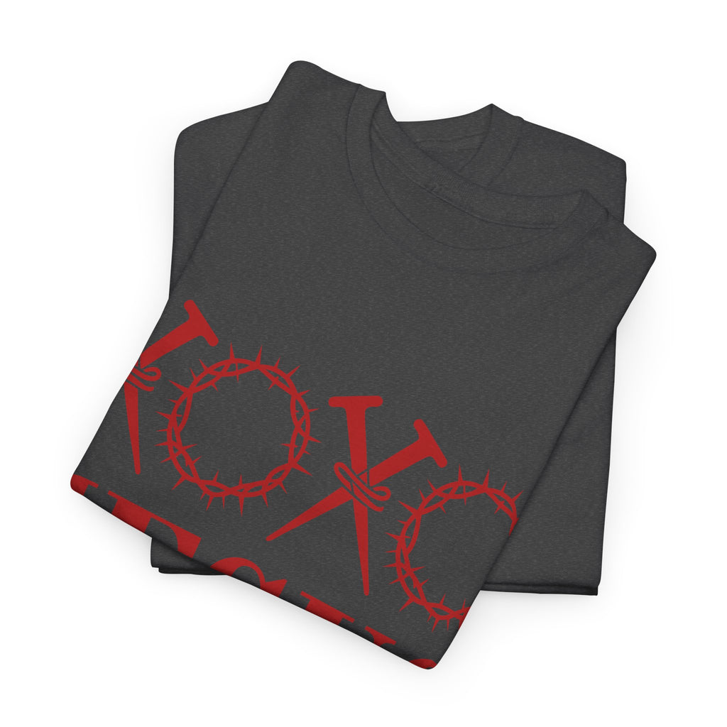 Christian Valentine T-Shirt — "XOXO Jesus Love Life" Nails & Thorn Crown Design Unisex Cotton Tee
