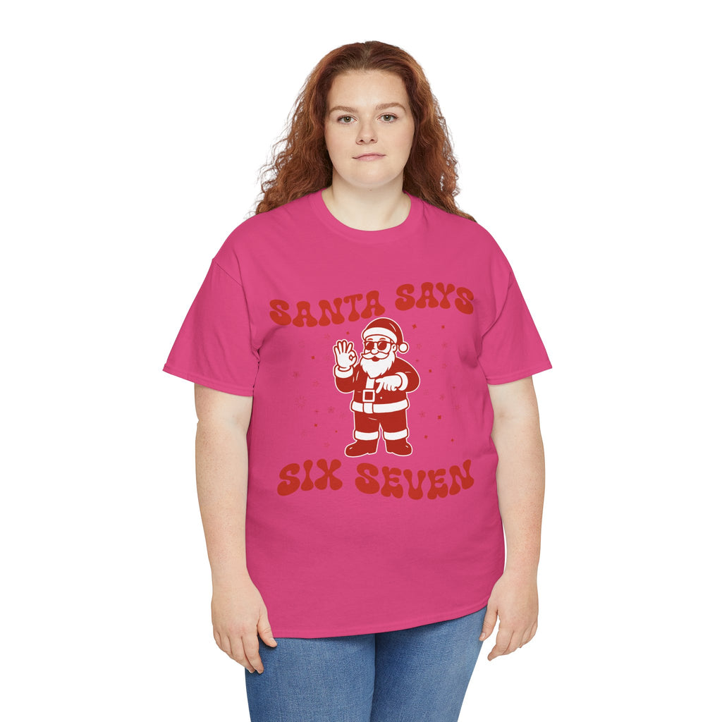 Retro 'Santa Says Six Seven' Christmas Unisex Cotton Tee