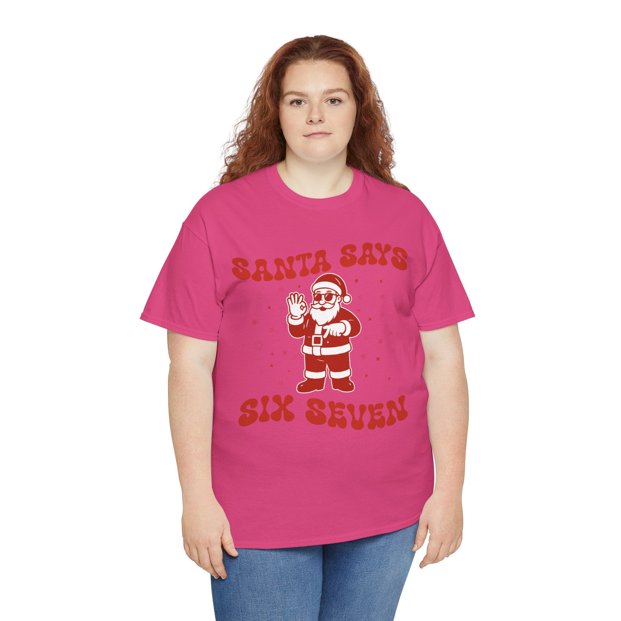 Retro 'Santa Says Six Seven' Christmas Unisex Cotton Tee