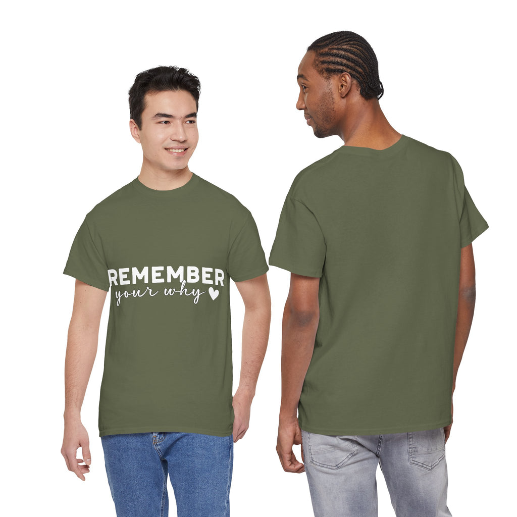 Remember Your Why Tee — Minimalist Heart Motivational Unisex Cotton Tshirt