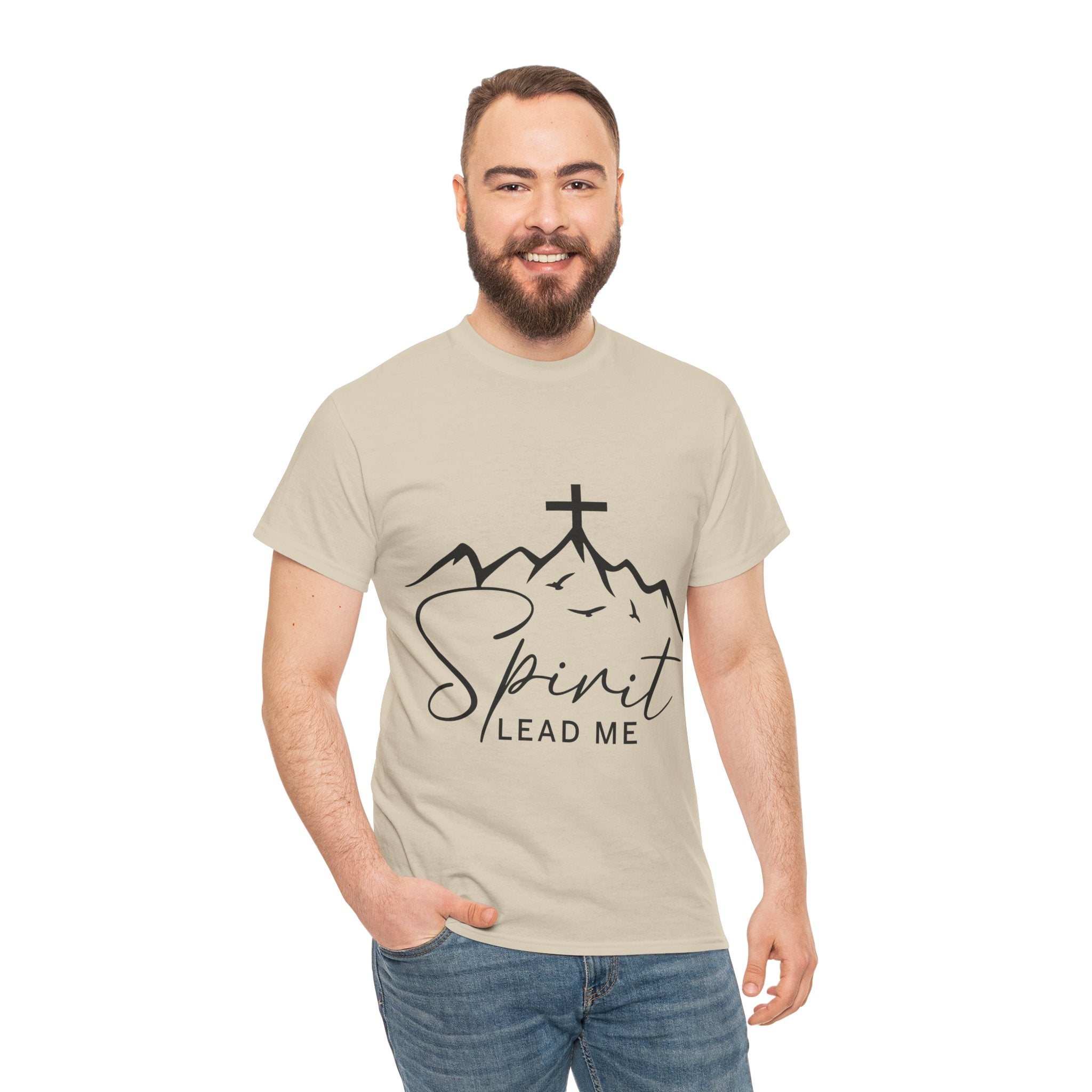 Spirit Lead Me Christian T‑Shirt — Minimalist Cross Unisex Cotton Tee