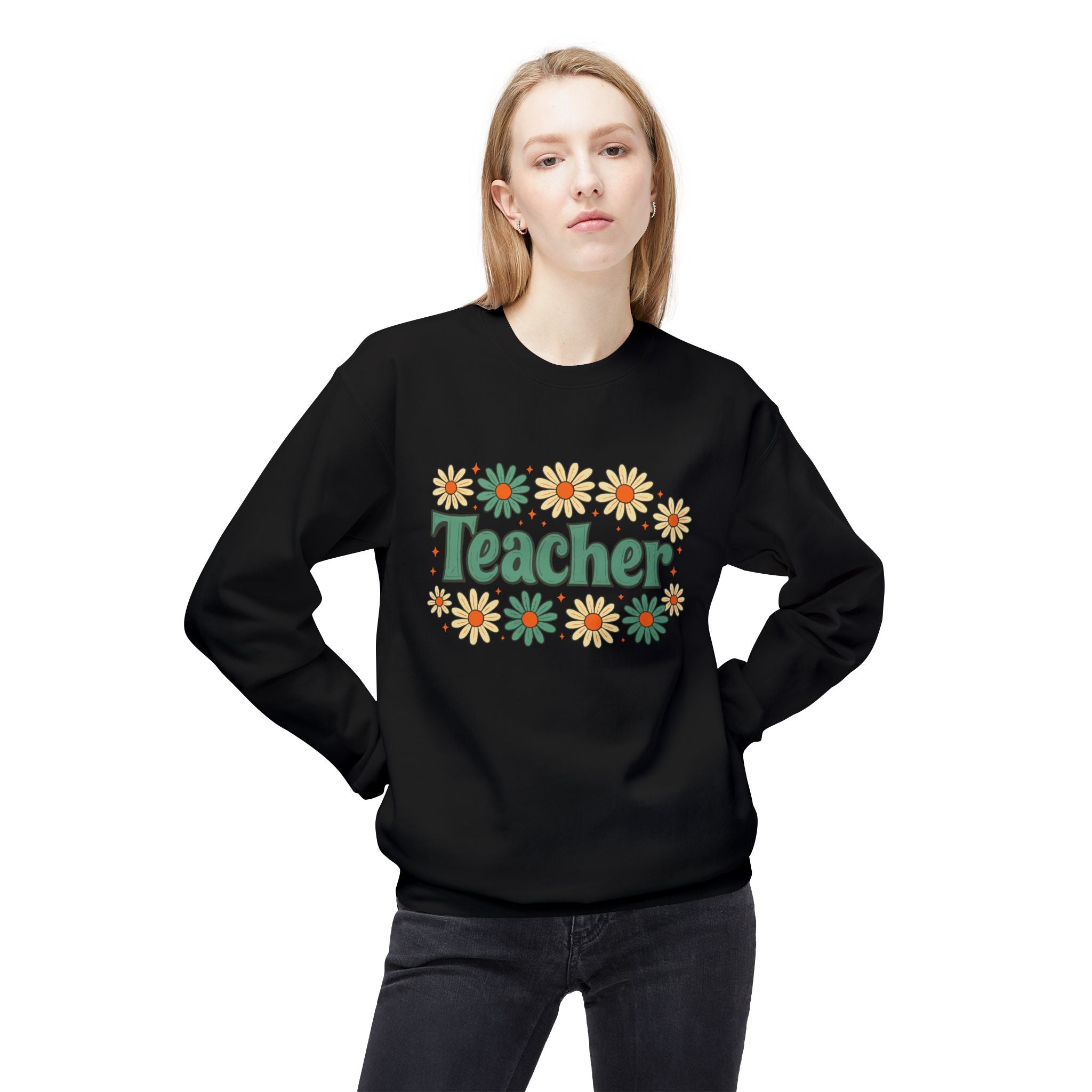 Teacher Floral Crewneck Sweatshirt