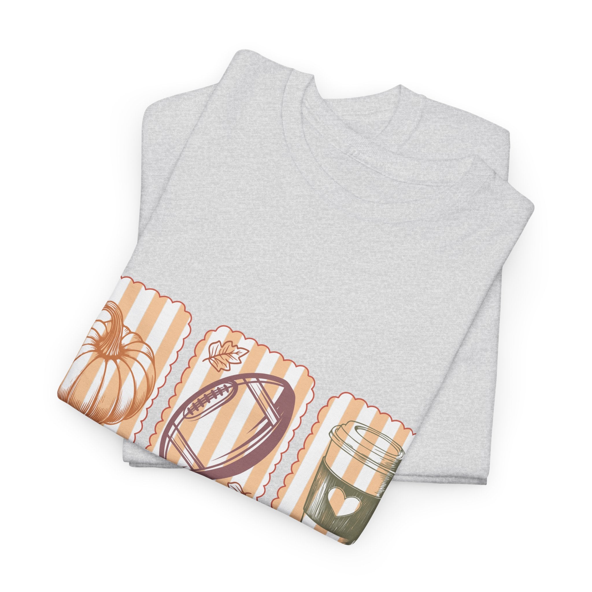 Tis the Season Pumpkin, Football & Coffee Fall Unisex Cotton T-Shirt