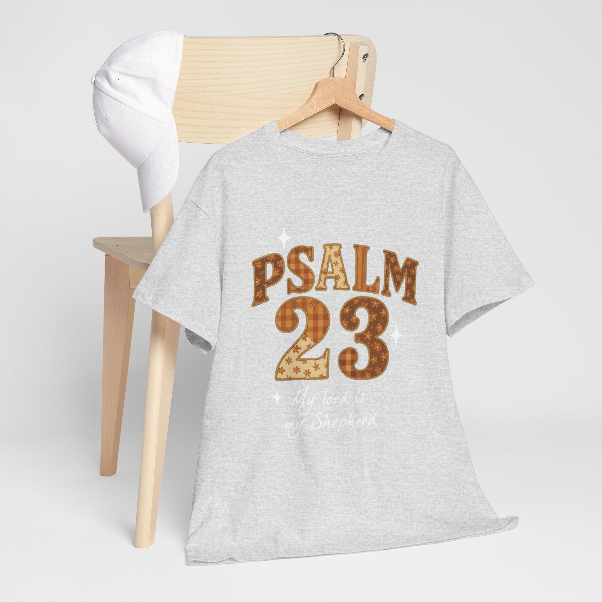 Psalm 23 Floral Tee — “My Lord Is My Shepherd” Stitched-Text Unisex Cotton Tee