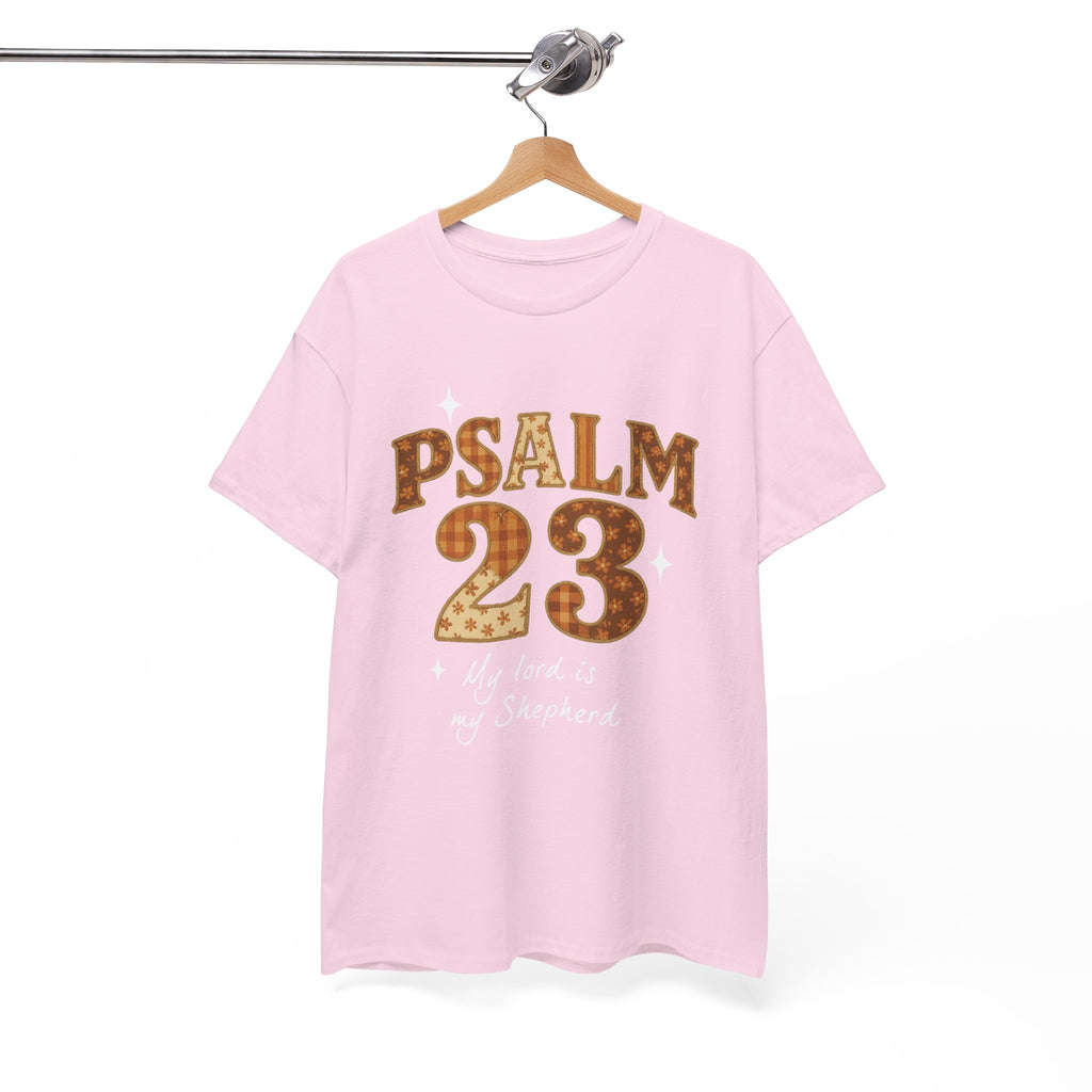 Psalm 23 Floral Tee — “My Lord Is My Shepherd” Stitched-Text Unisex Cotton Tee