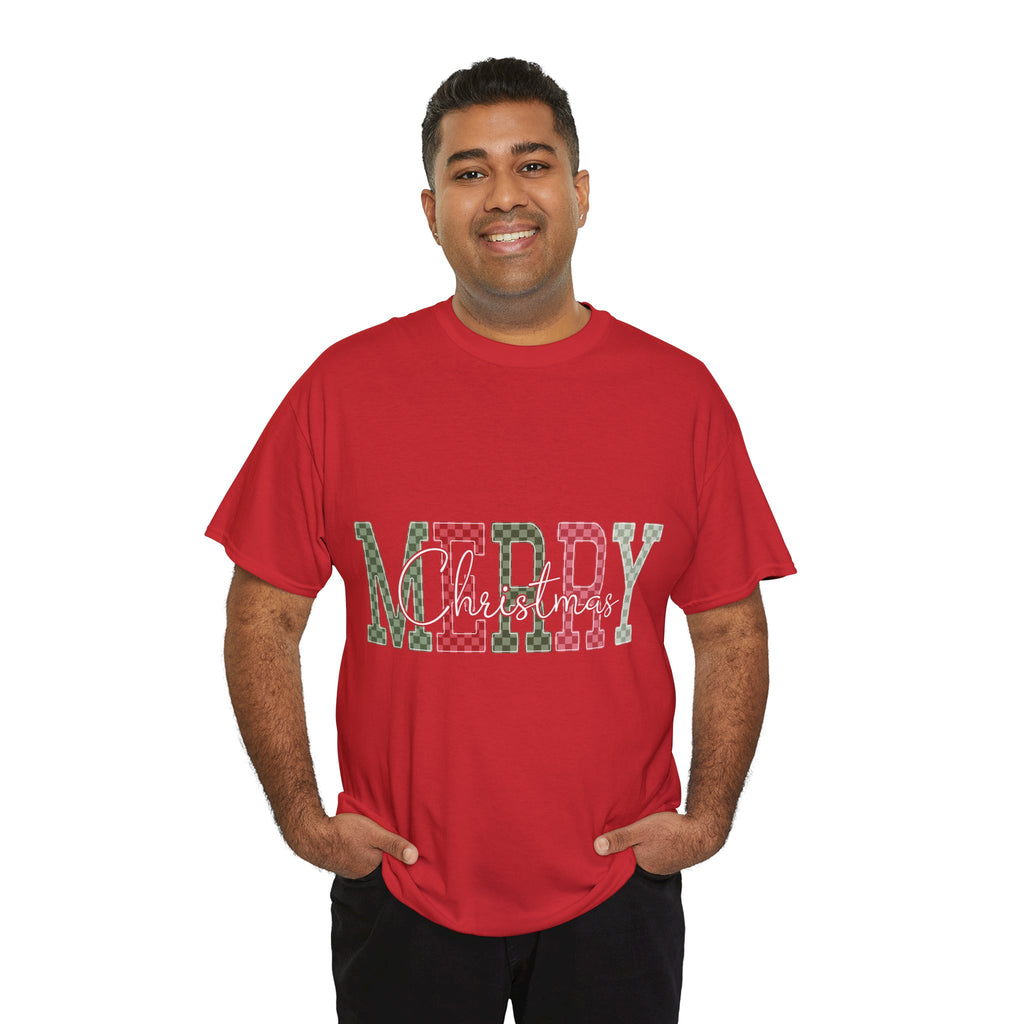 Plaid Merry Christmas Unisex Cotton Tee