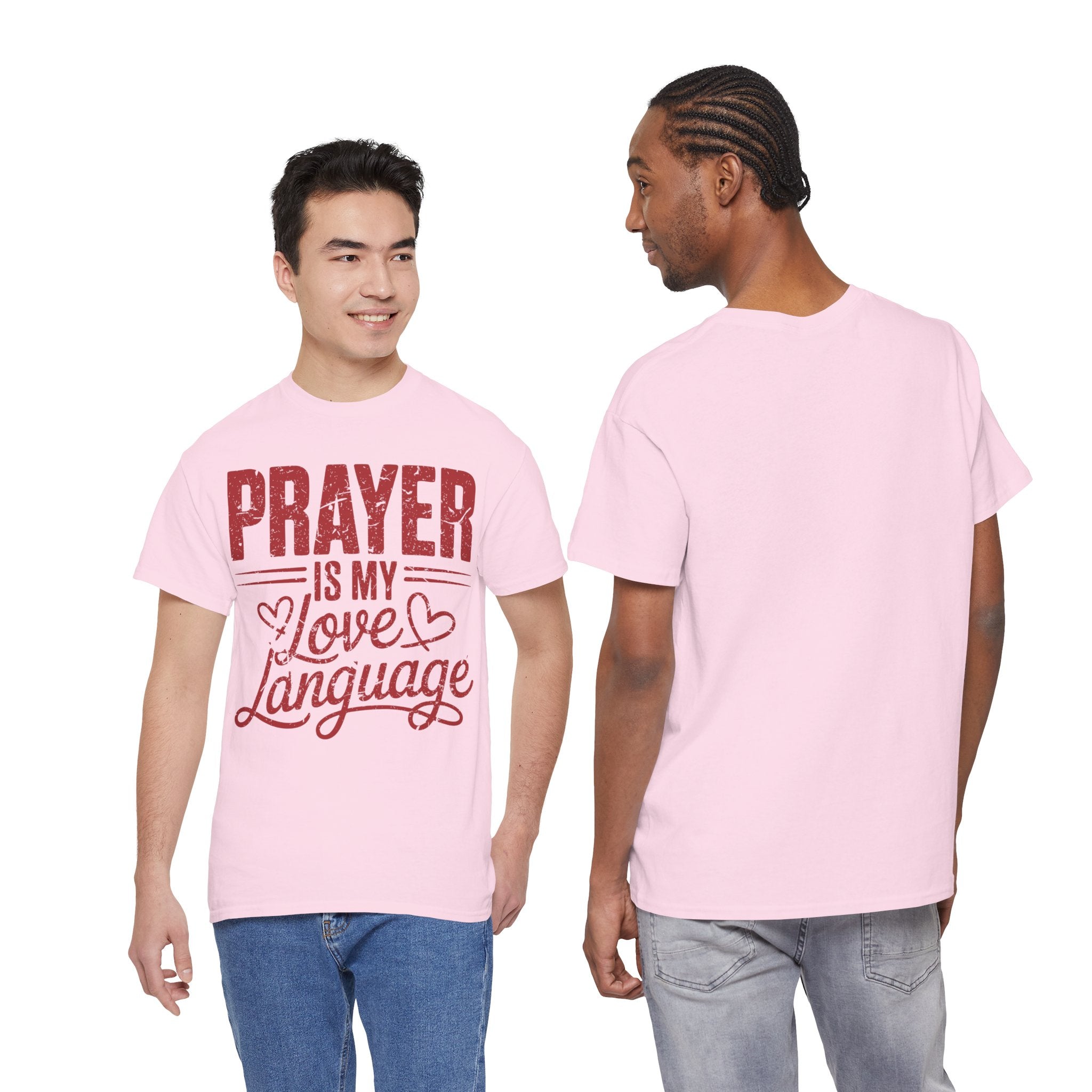 Prayer Is My Love Language T-Shirt — Faith-Inspired Red Hearts Unisex Cotton Tee
