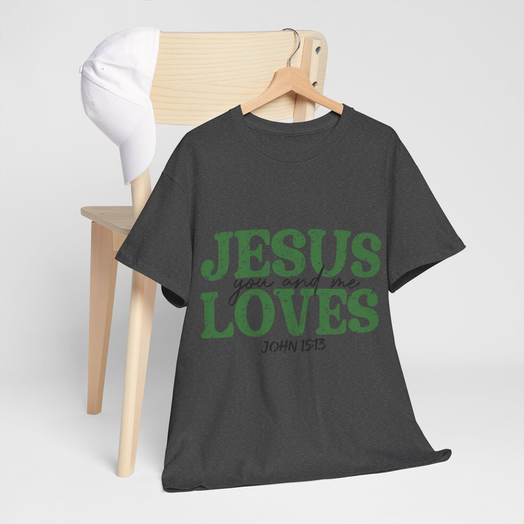 Jesus Loves Vintage Tee — Green Retro Christian Unisex Cotton T-Shirt