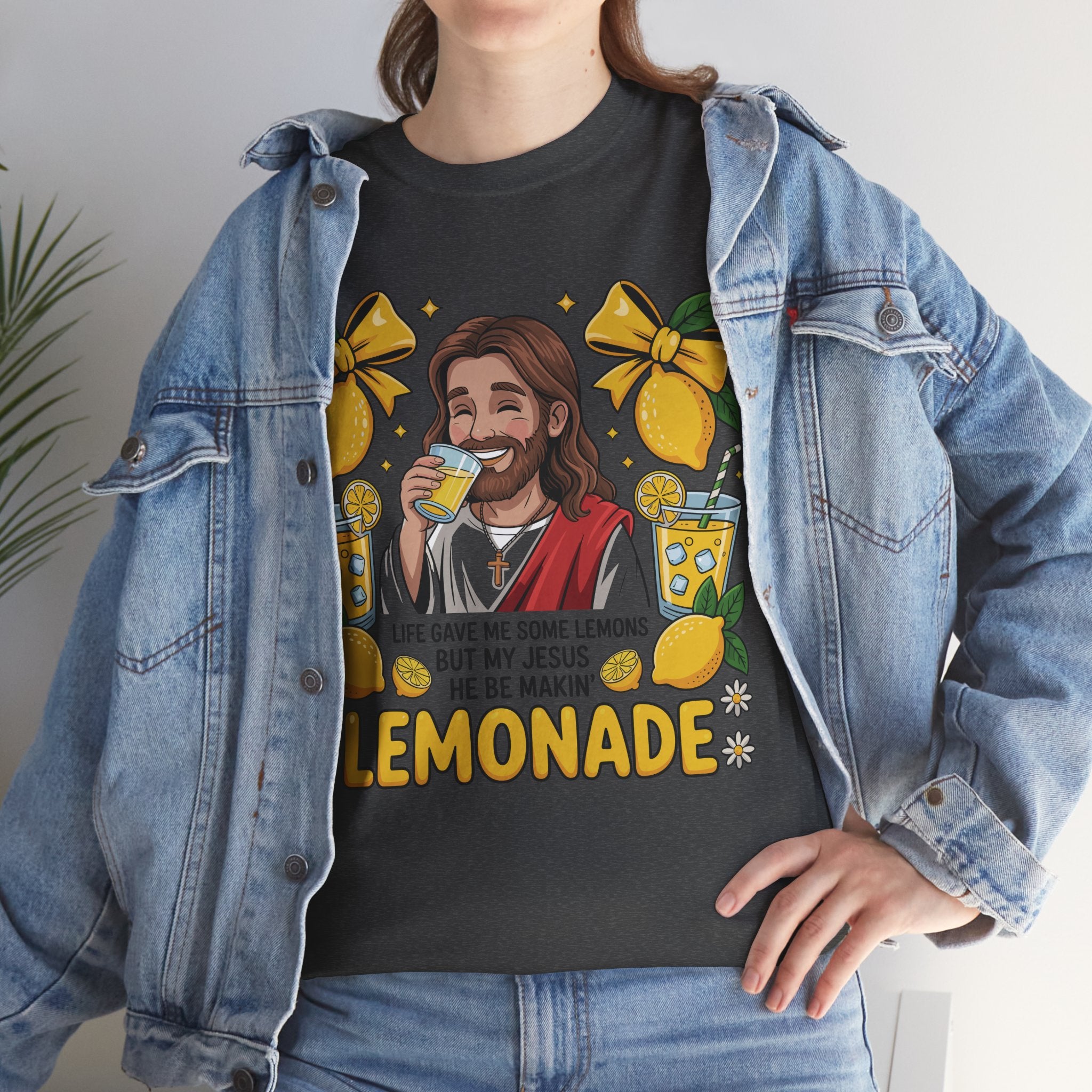 Jesus Drinking Lemonade T-Shirt — "Life Gave Me Some Lemons" Christian Unisex Cotton Tee