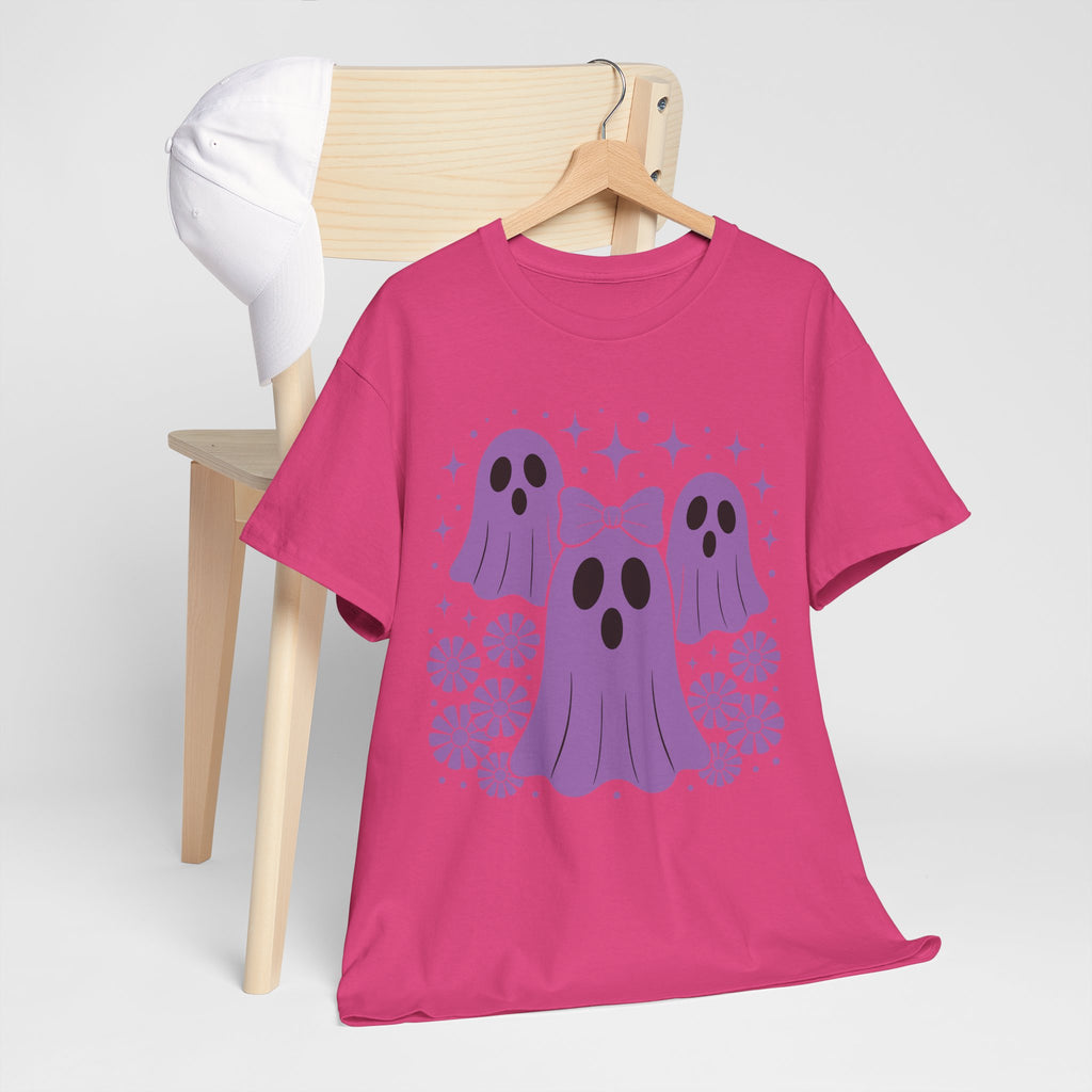 Purple Ghost Halloween Unisex Cotton Tee