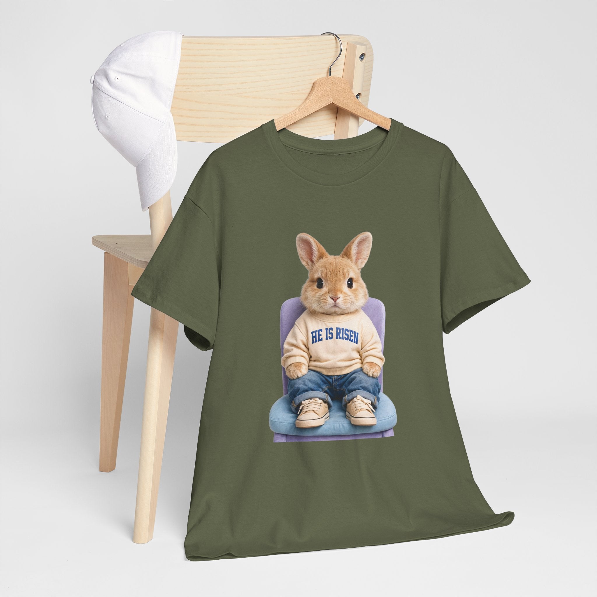 Easter 'He Is Risen' Bunny Unisex Cotton Tee