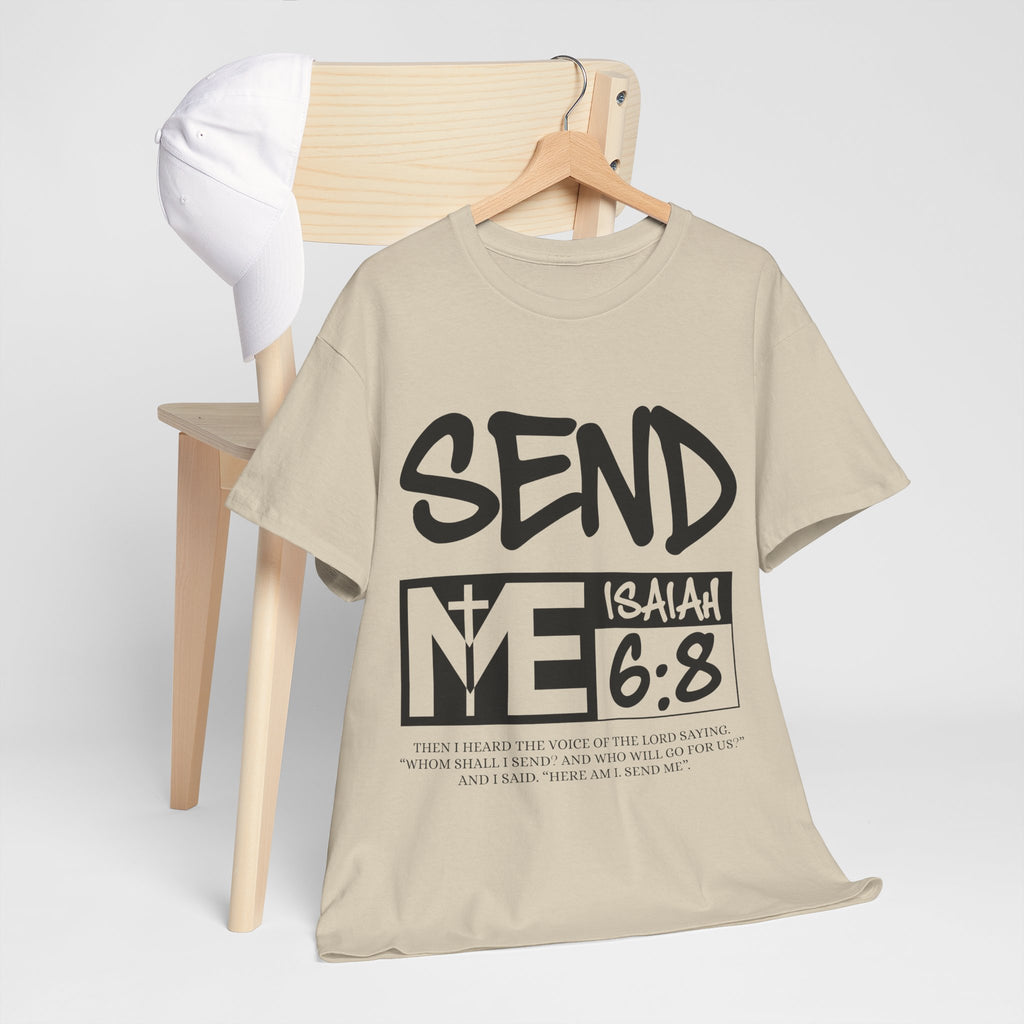 Send Me Isaiah 6:8 Christian T-Shirt — Cross Faith Unisex Cotton Tee