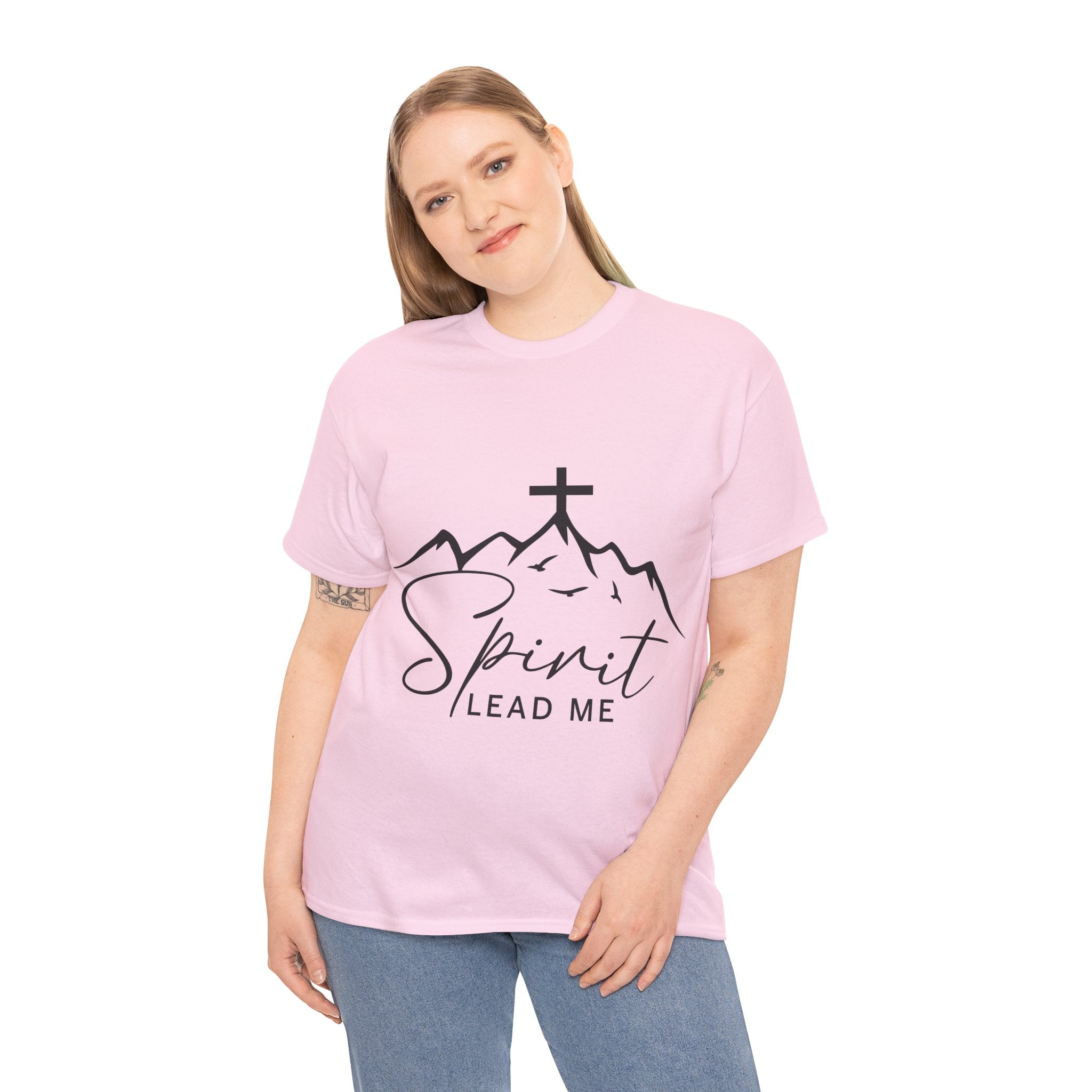 Spirit Lead Me Christian T‑Shirt — Minimalist Cross Unisex Cotton Tee