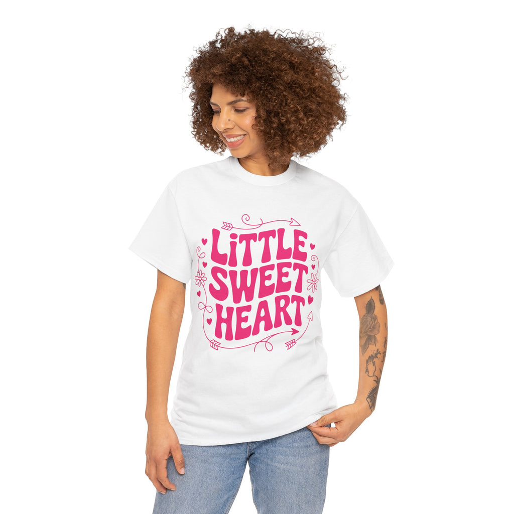 Little Sweetheart Retro Tee — Cute Red Hearts & Flowers Graphic Unisex Cotton Tee