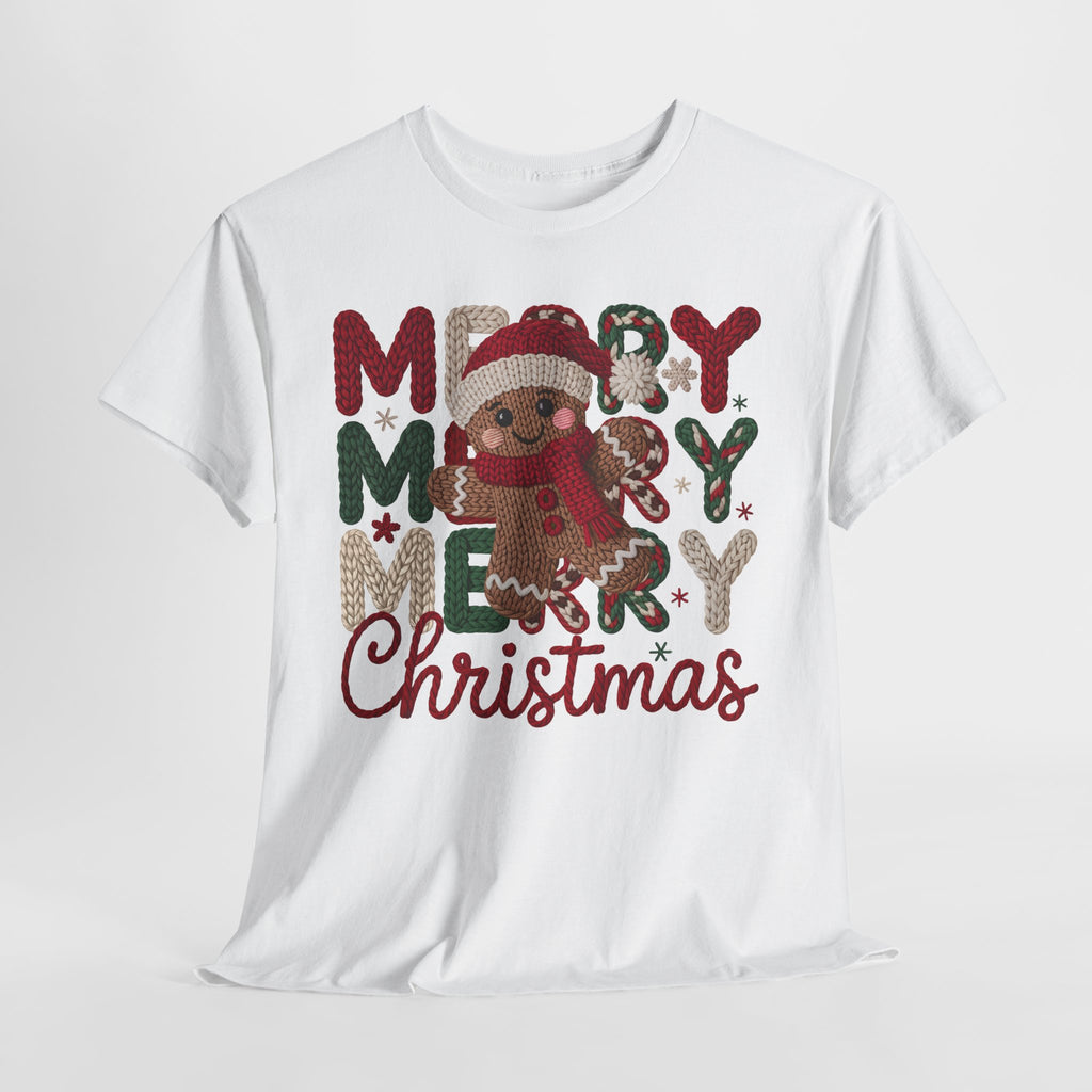 Merry Merry Merry Christmas Gingerbread Unisex Cotton Tee