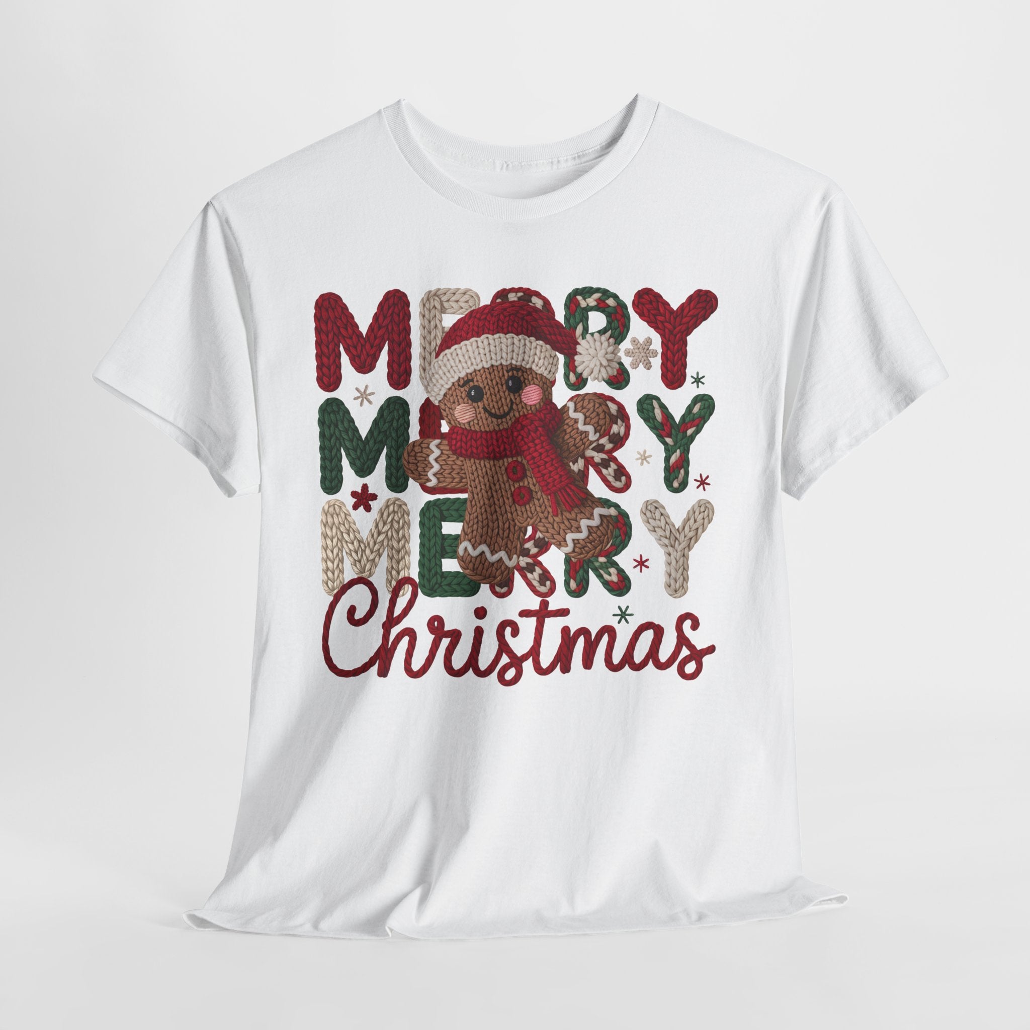 Merry Merry Merry Christmas Gingerbread Unisex Cotton Tee