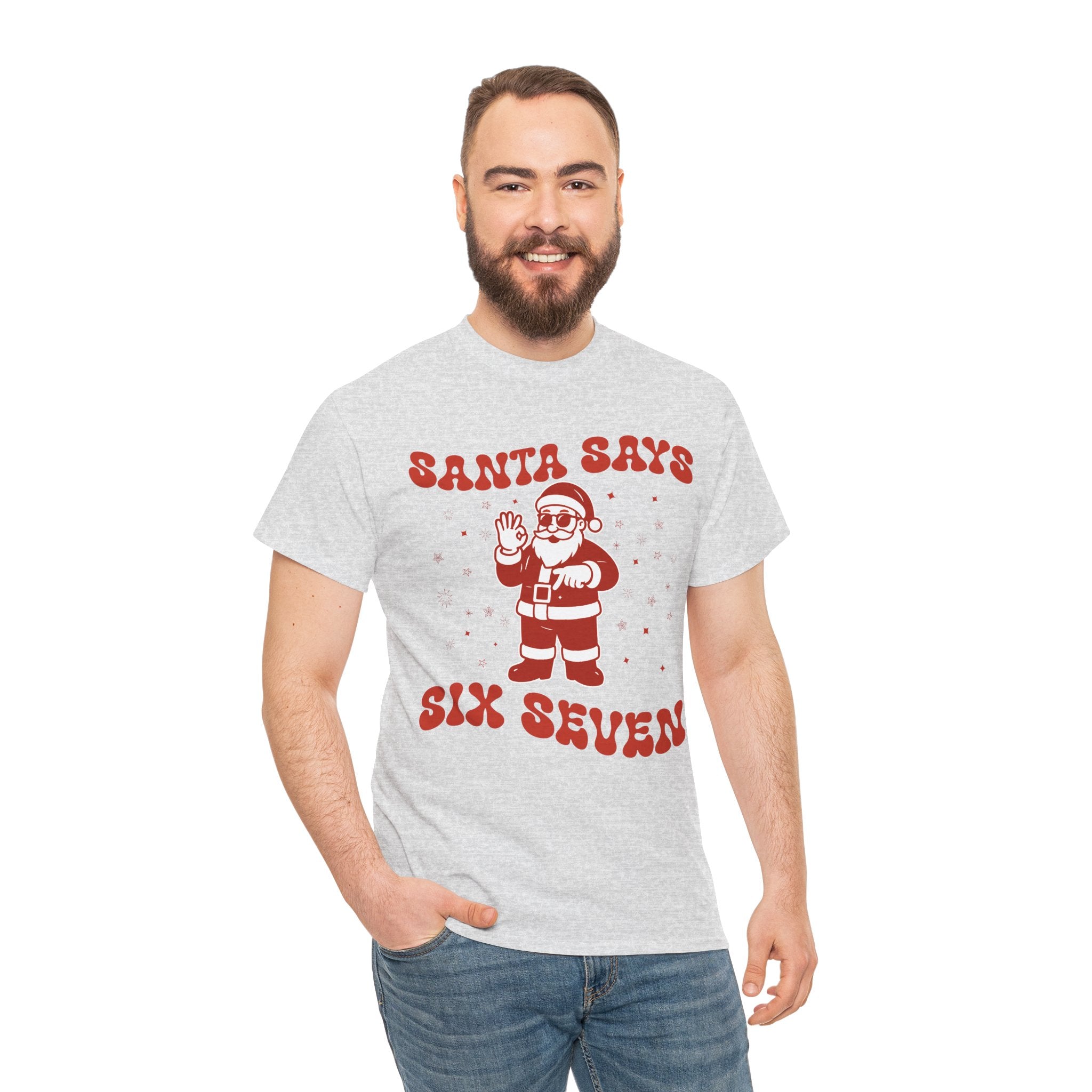 Retro 'Santa Says Six Seven' Christmas Unisex Cotton Tee