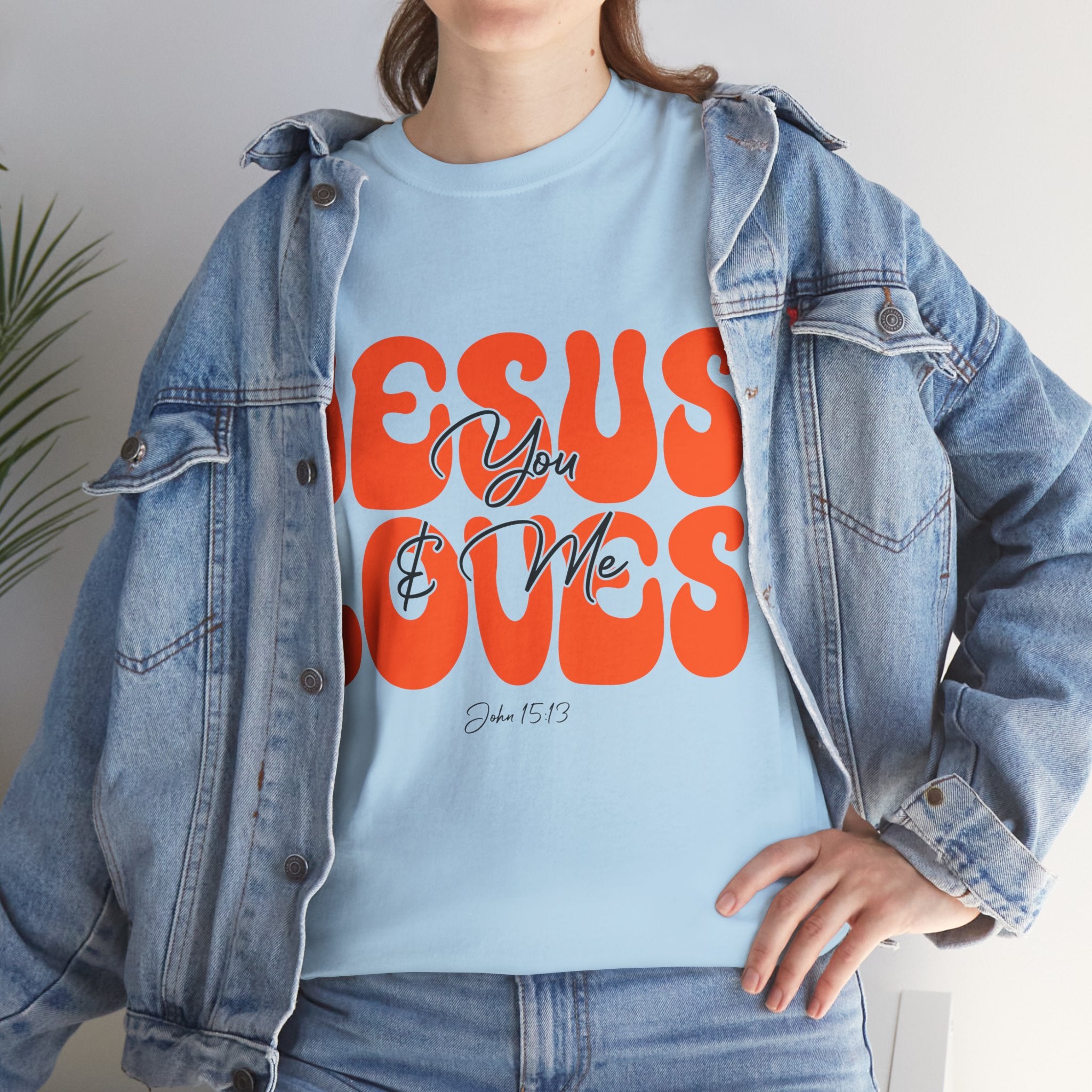 Jesus Loves You & Me Retro Tee — Playful Orange Bubbly Christian Unisex Cotton T-Shirt