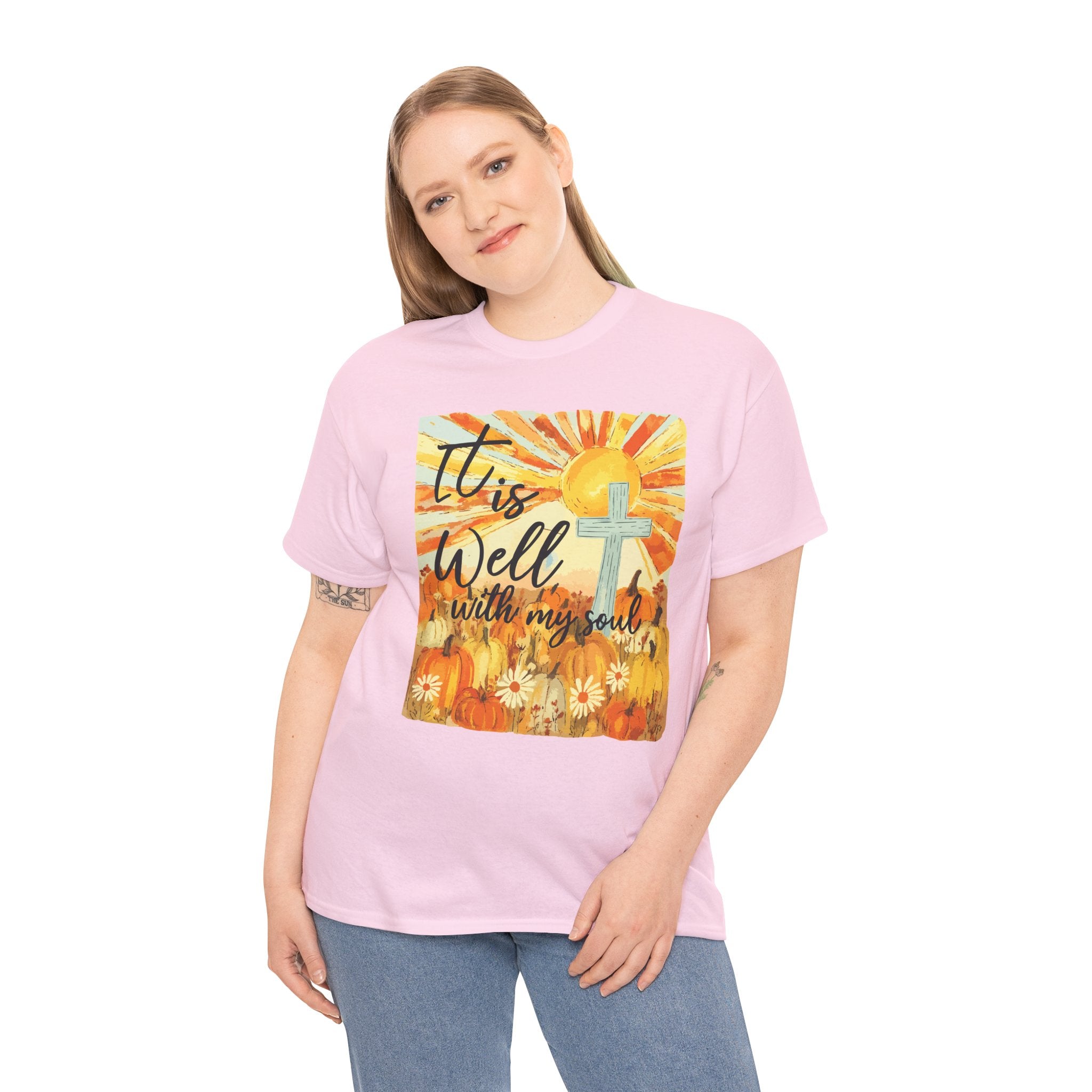 It Is Well With My Soul Pumpkin Sunrise Unisex Cotton T-Shirt