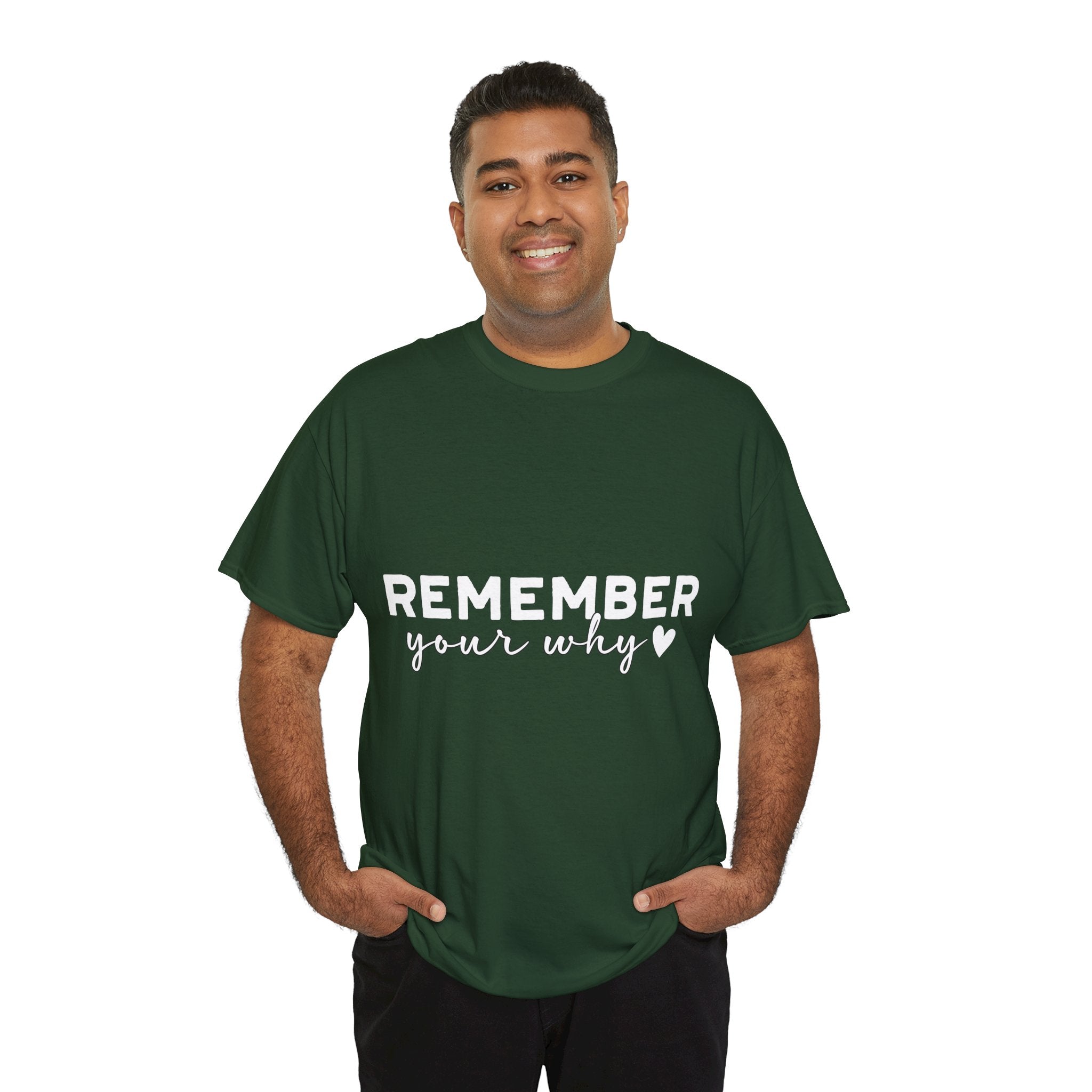 Remember Your Why Tee — Minimalist Heart Motivational Unisex Cotton Tshirt