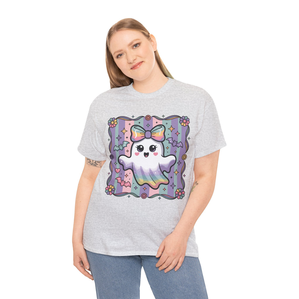 Pastel Ghost Rainbow Bow Unisex Cotton Tee
