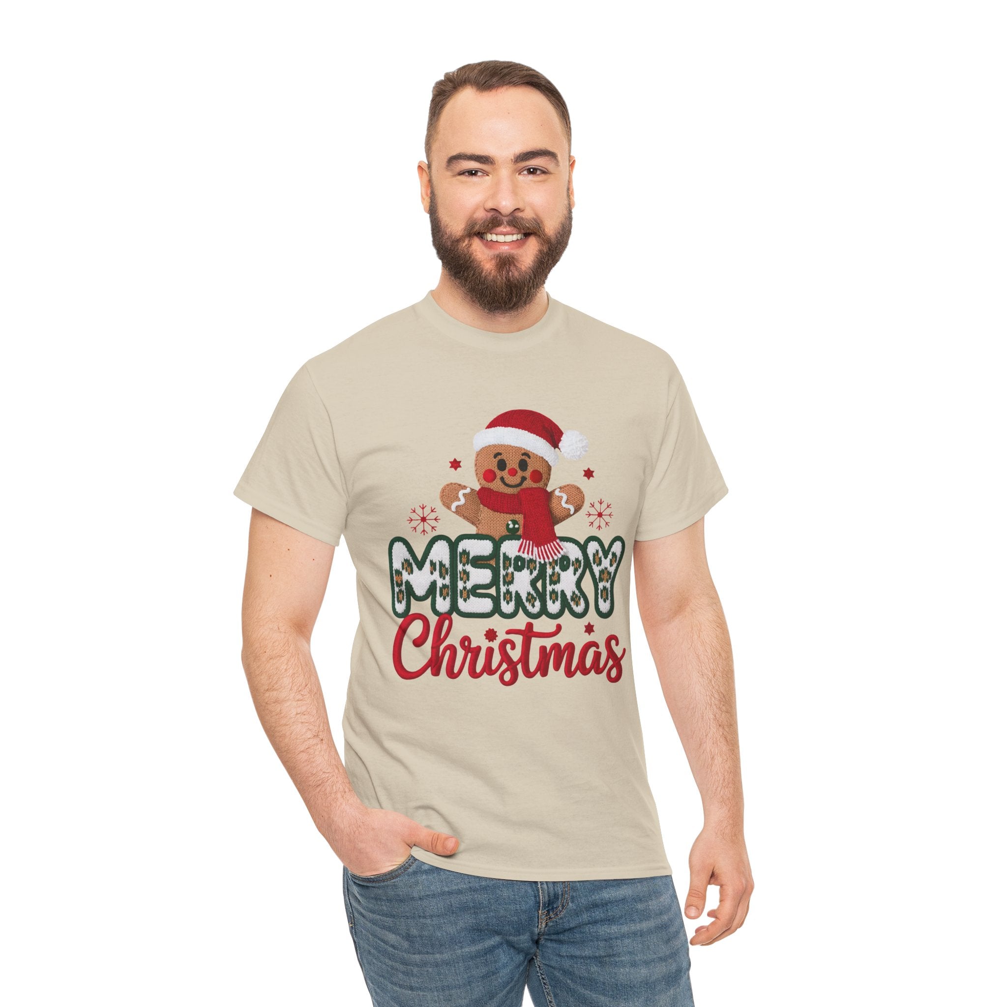 Gingerbread Santa 'Merry Christmas' Unisex Cotton Tee T-Shirt