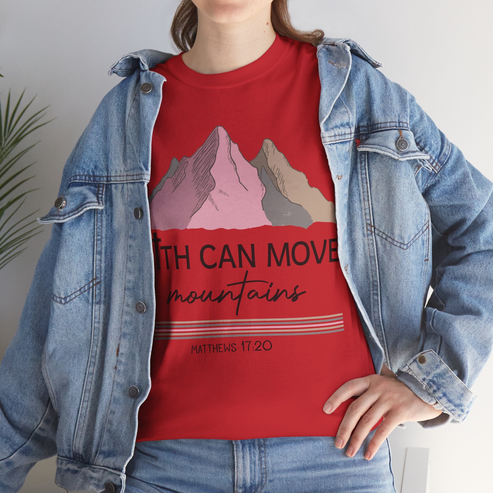 Faith Can Move Mountains Mountain Tee — Pastel Inspirational Christian Unisex Cotton T-Shirt