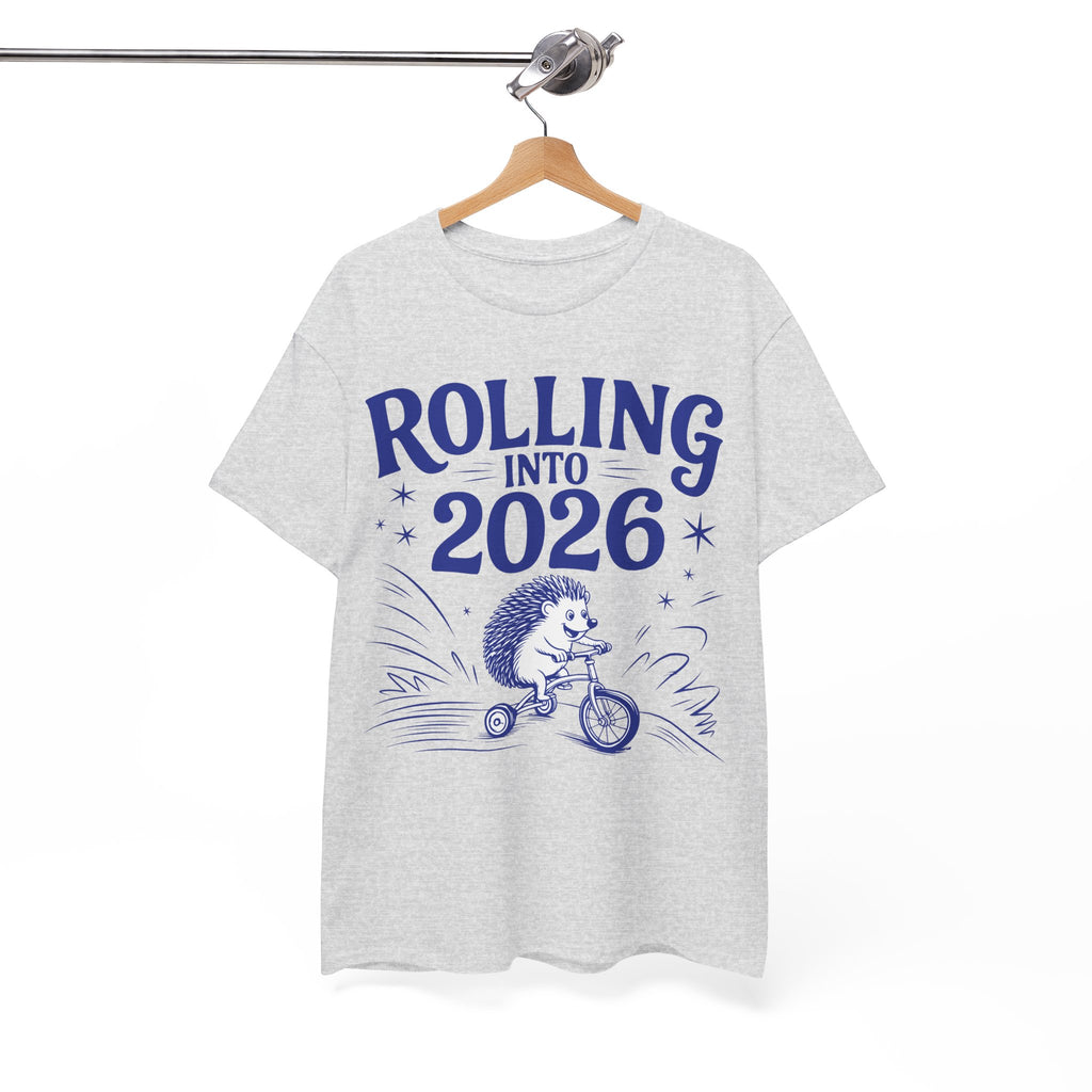 Rolling Into 2026 Hedgehog Tricycle Unisex Cotton Tee