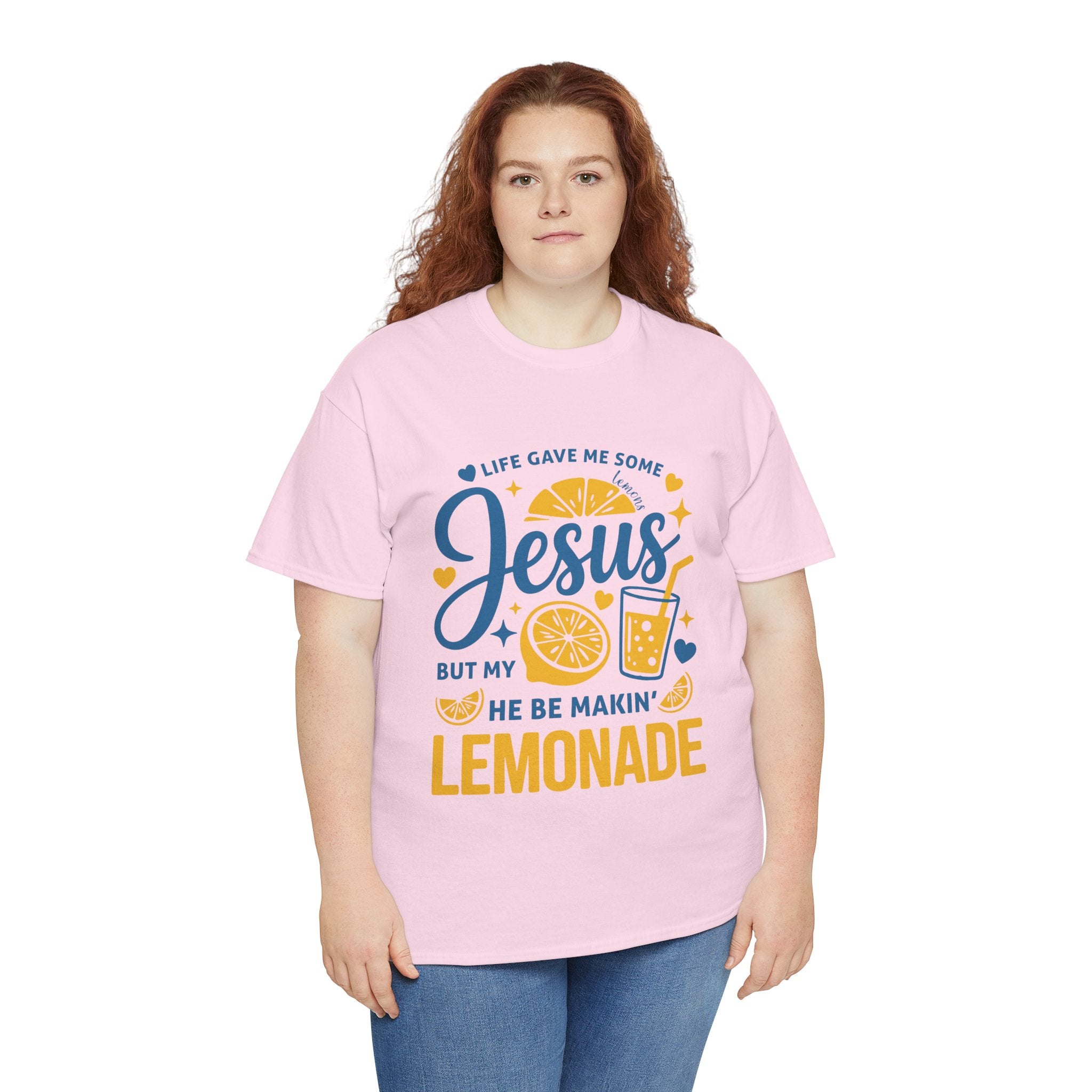 Christian Lemonade T-Shirt — “Life gave me some lemons but my Jesus He be makin’ lemonade”. Unisex Cotton Tee