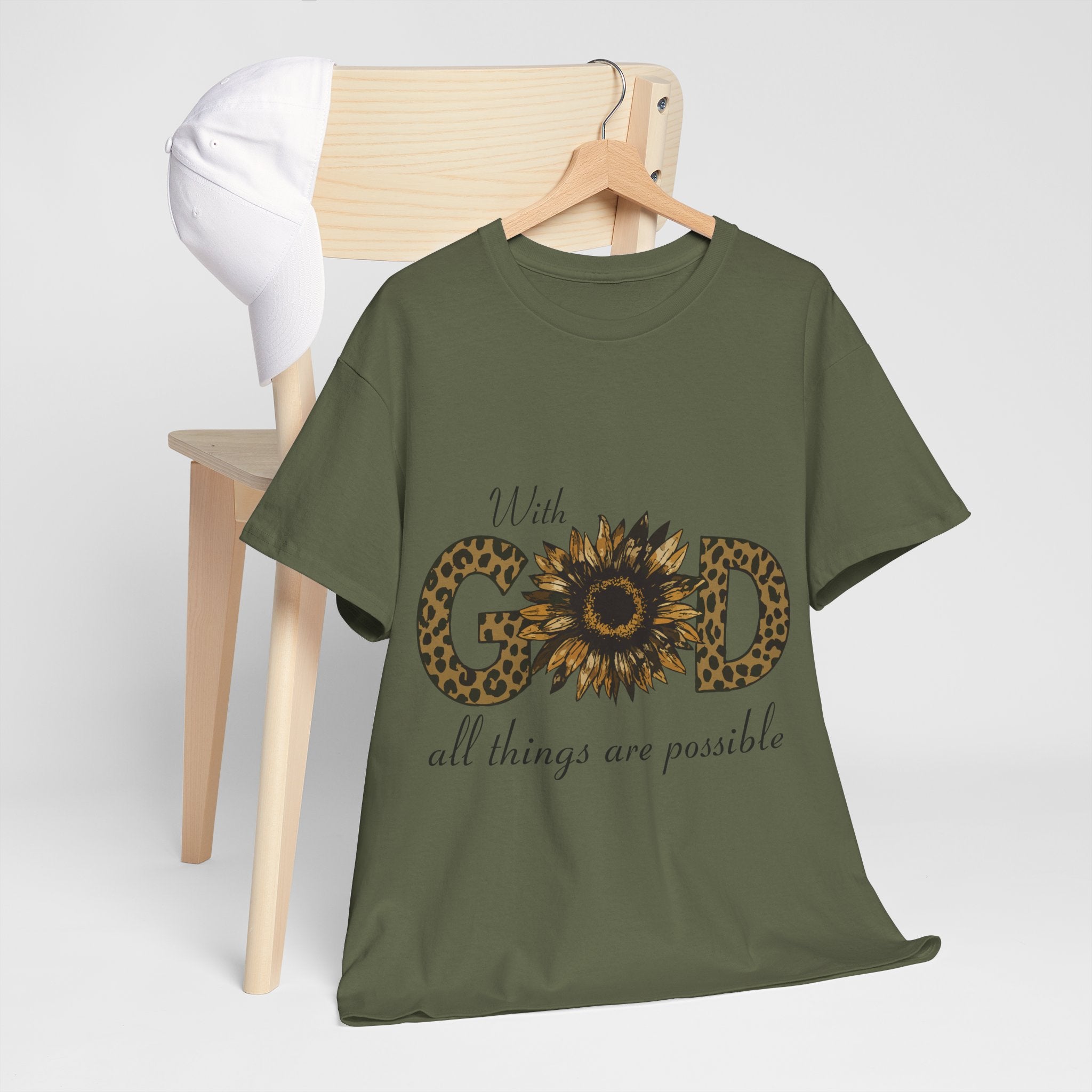 GOD Leopard Print Sunflower Unisex Cotton Tee