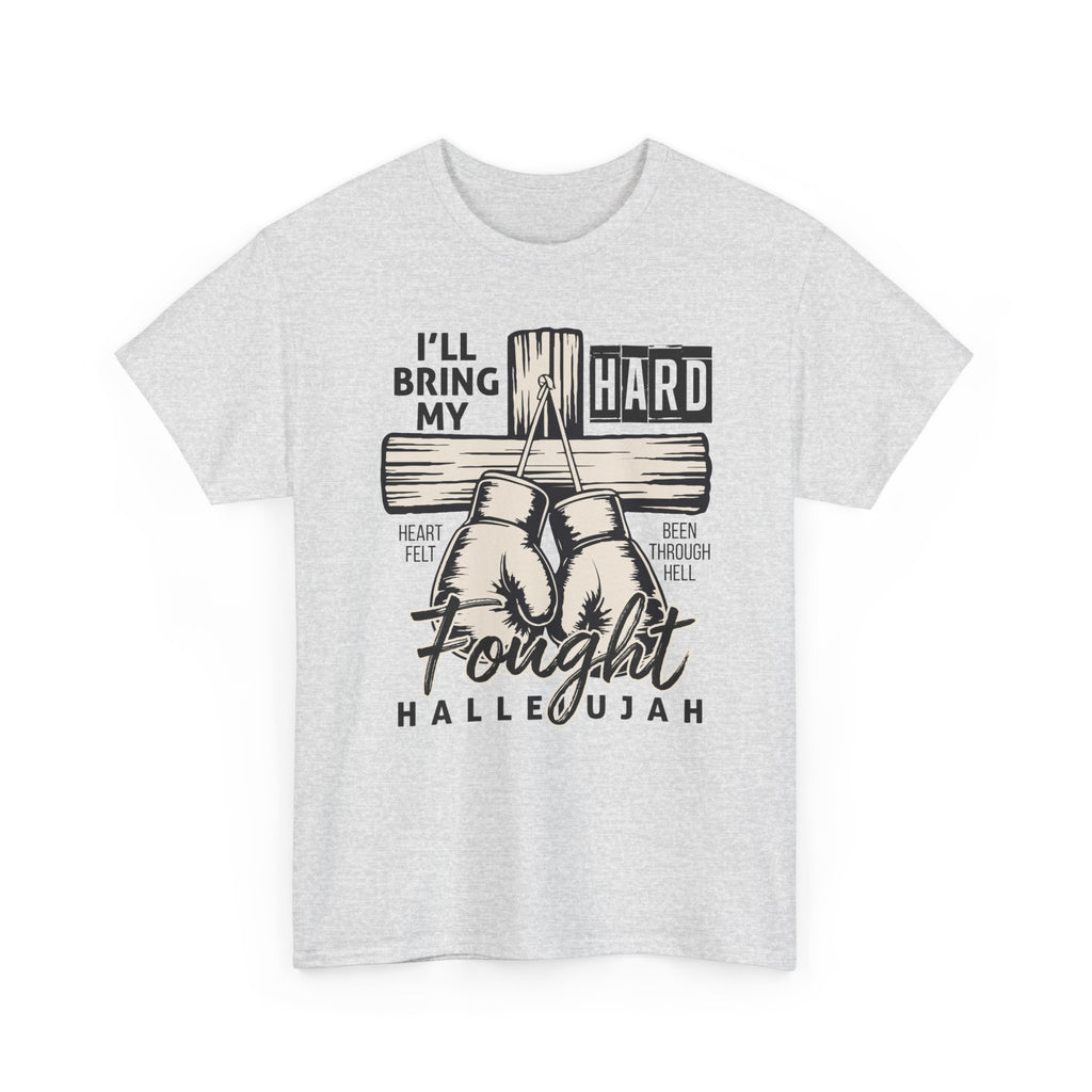 Christian Boxing Gloves Cross Tee — "I’ll Bring My Hard-Fought Heart."Unisex Cotton Tee