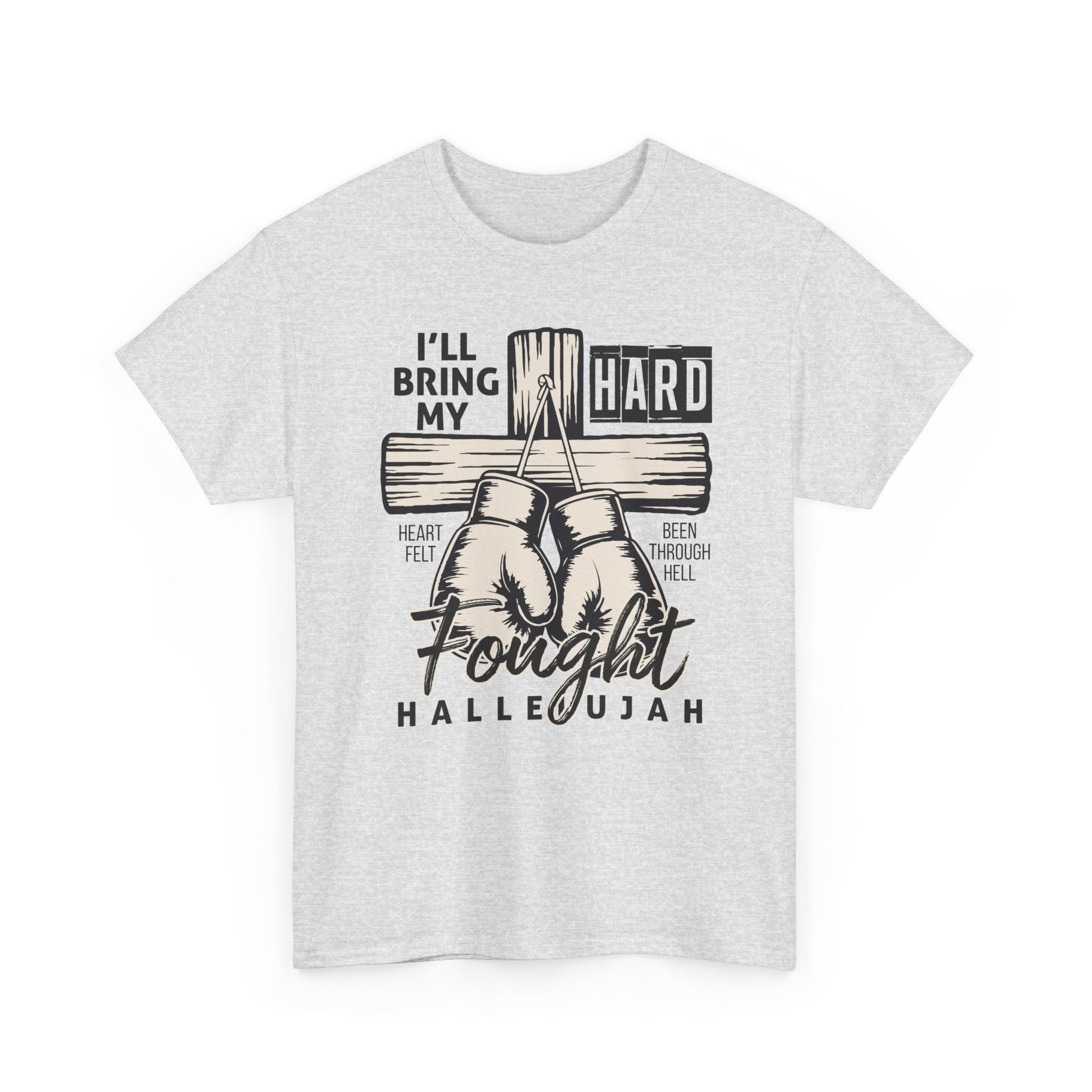 Christian Boxing Gloves Cross Tee — "I’ll Bring My Hard-Fought Heart."Unisex Cotton Tee