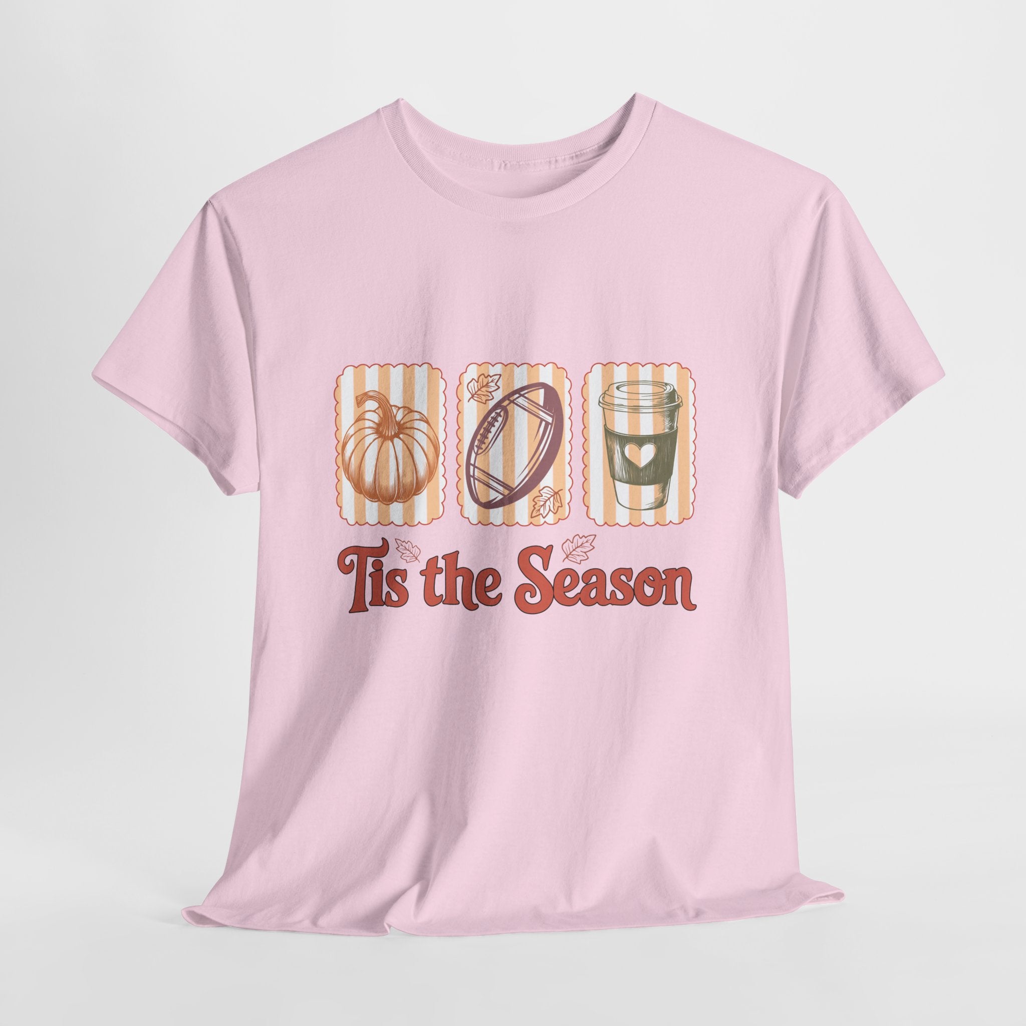 Tis the Season Pumpkin, Football & Coffee Fall Unisex Cotton T-Shirt