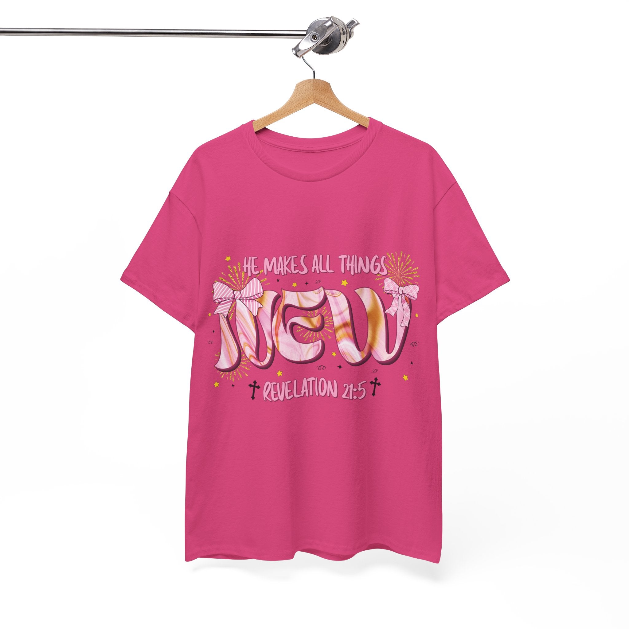 Christian Marble Tee — “He Makes All Things New” (Revelation 21:5)... Unisex Cotton Tee