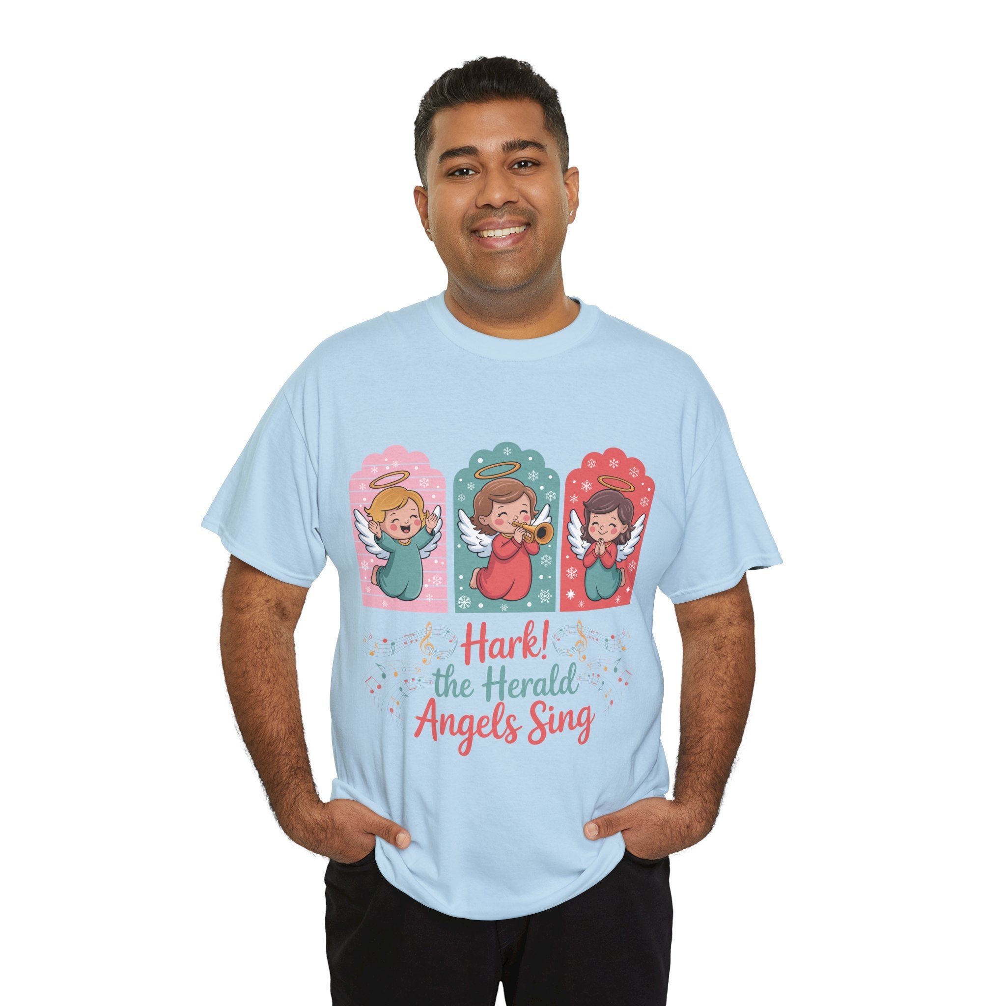Hark! The Herald Angels Sing Tee — Three Singing Angels Christmas Unisex Cotton T-Shirt