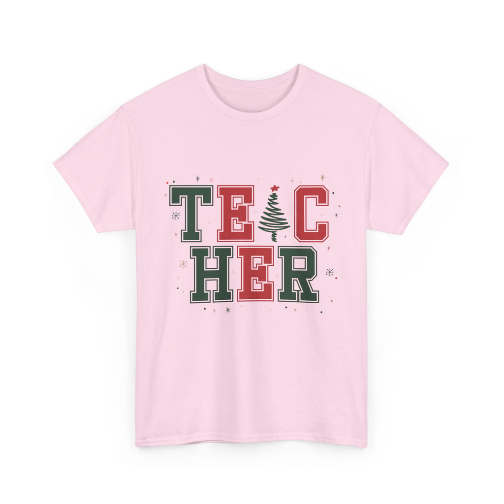Teacher Christmas Varsity T-Shirt — Red & Green Holiday Unisex Cotton Tee