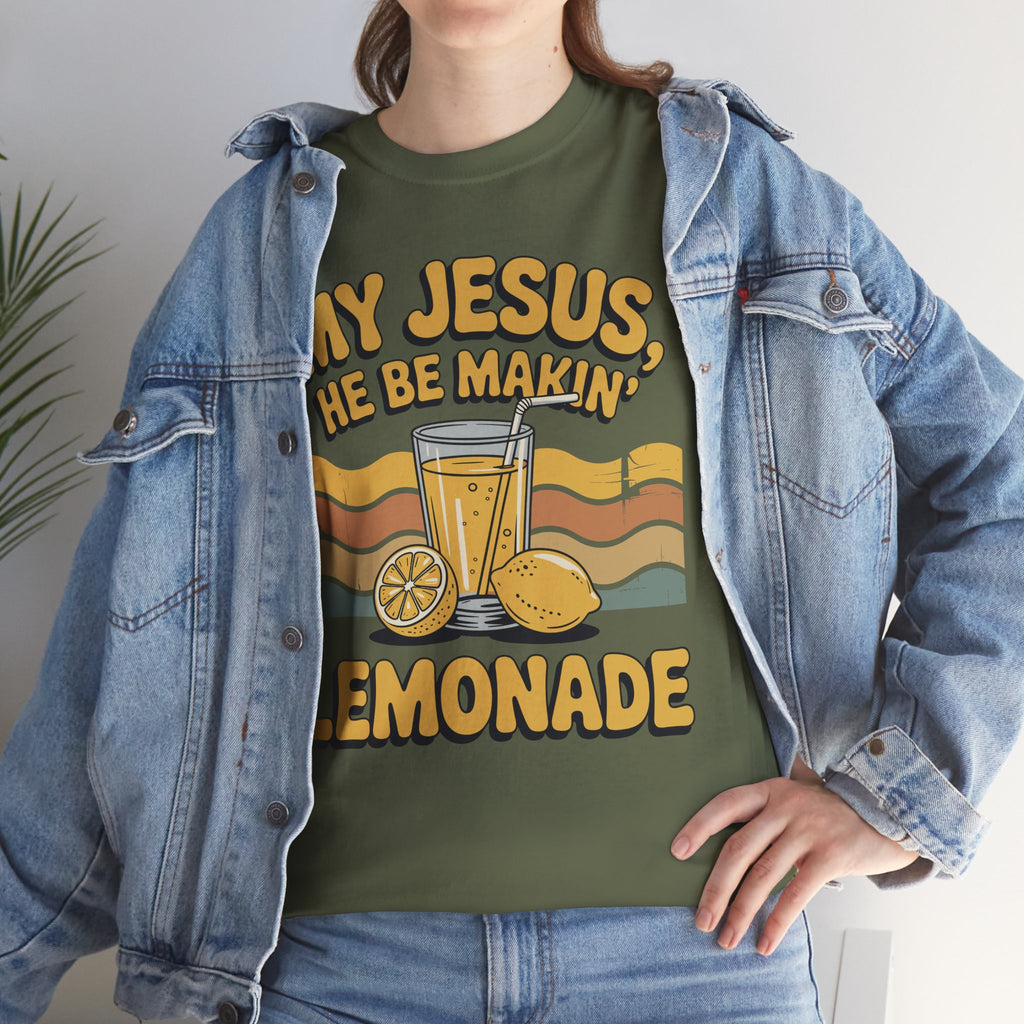My Jesus, He Be Makin’ Lemonade T-Shirt — Retro Lemonade Christian Unisex Cotton Tee