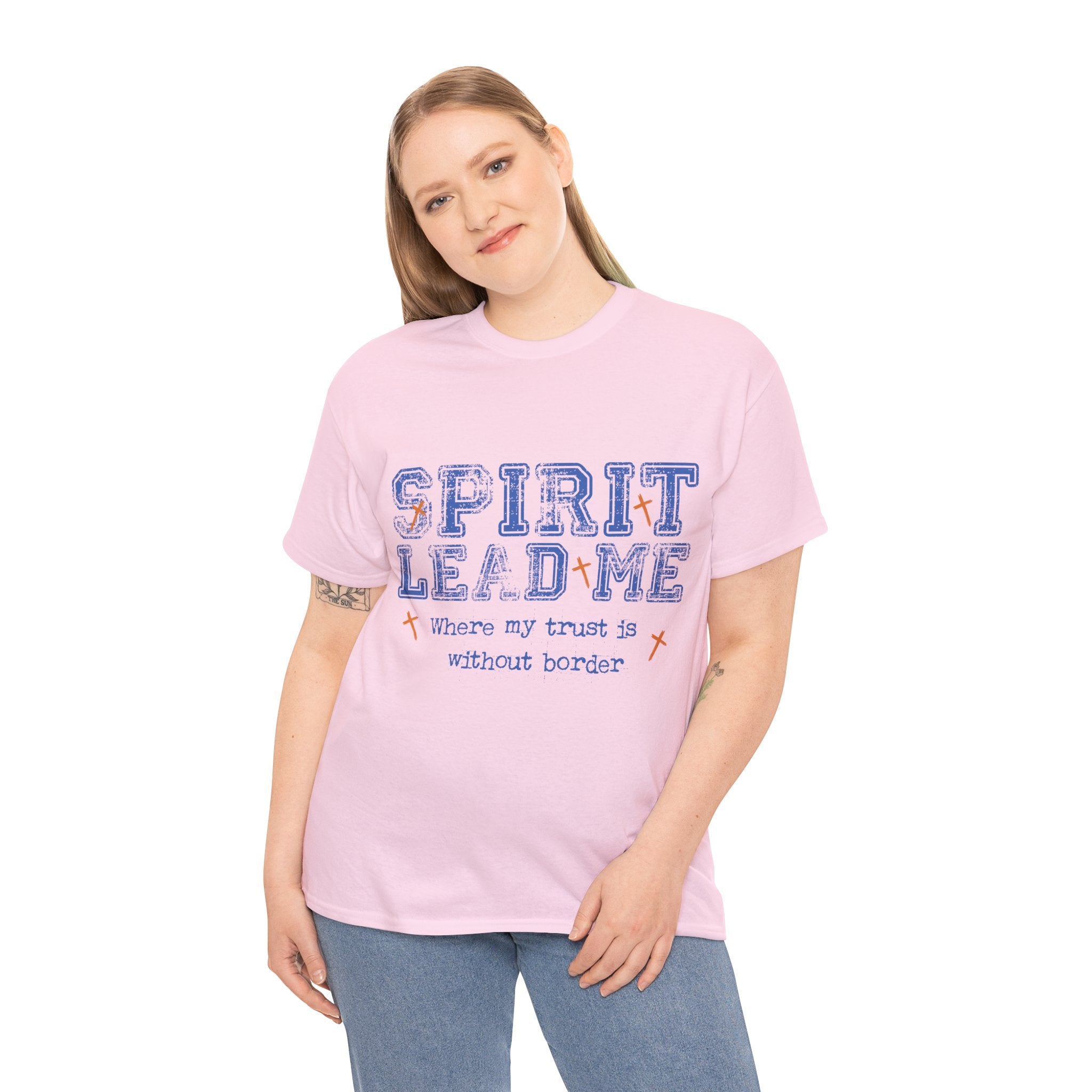 Christian Varsity Tee — “Spirit Lead Me — Where My Trust Is Without Border”. Unisex Cotton Tee