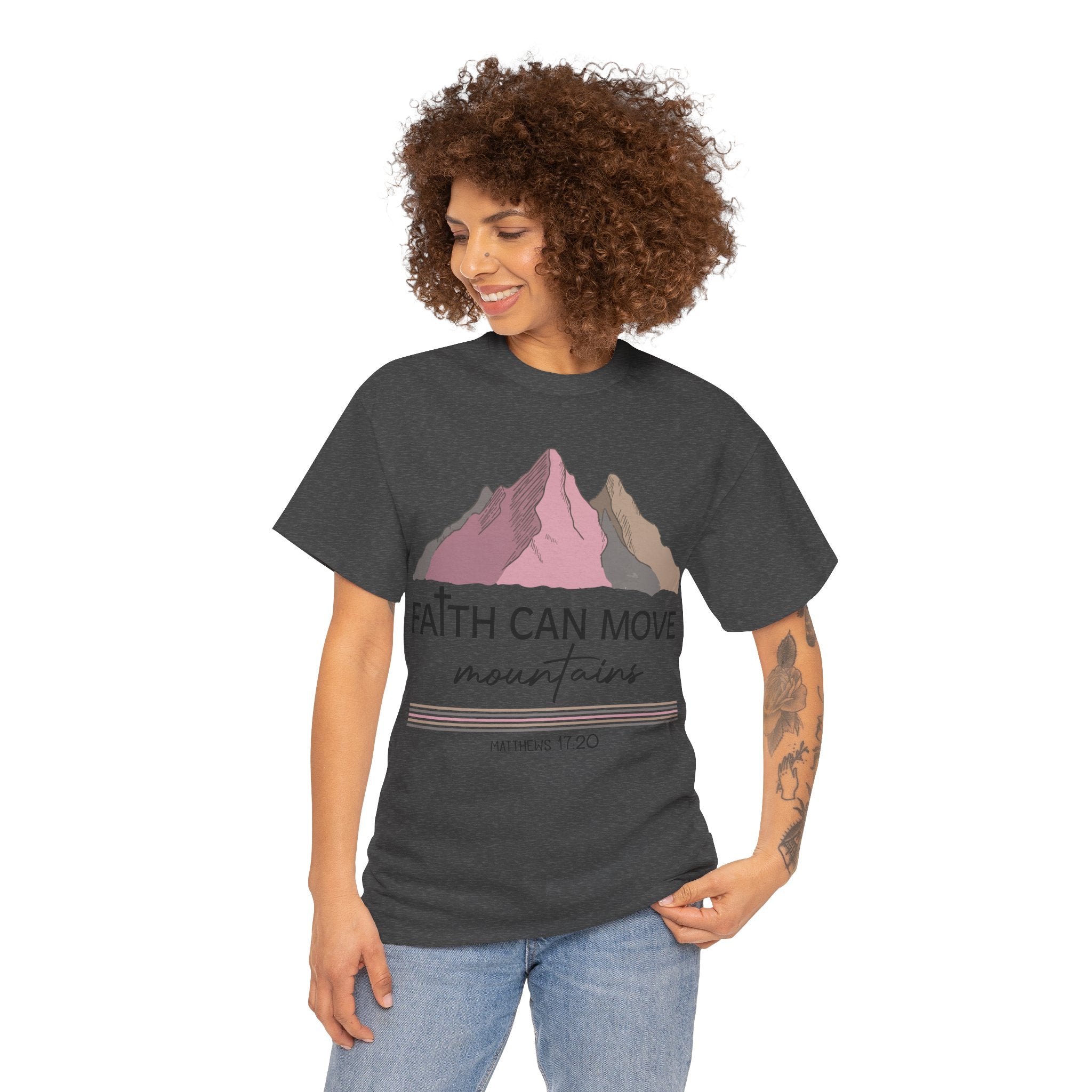Faith Can Move Mountains Mountain Tee — Pastel Inspirational Christian Unisex Cotton T-Shirt