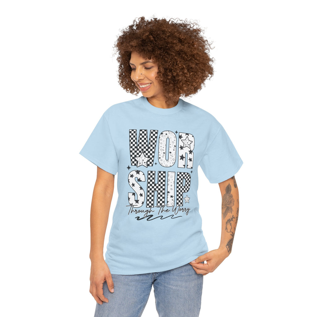WORSHIP Through The Worry Checkerboard Unisex Cotton Tee